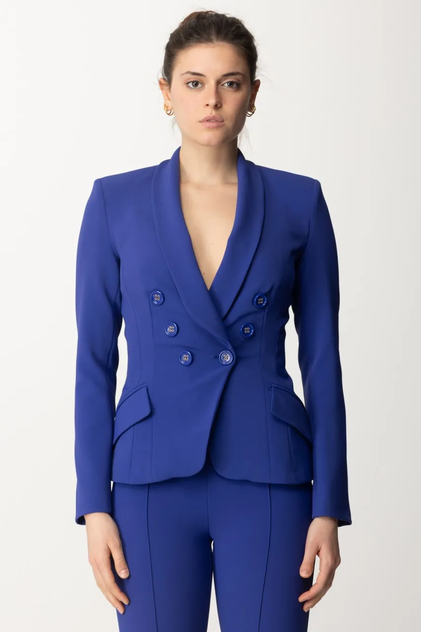 Giacca doppiopetto con rever sciallato BLUE INDACO