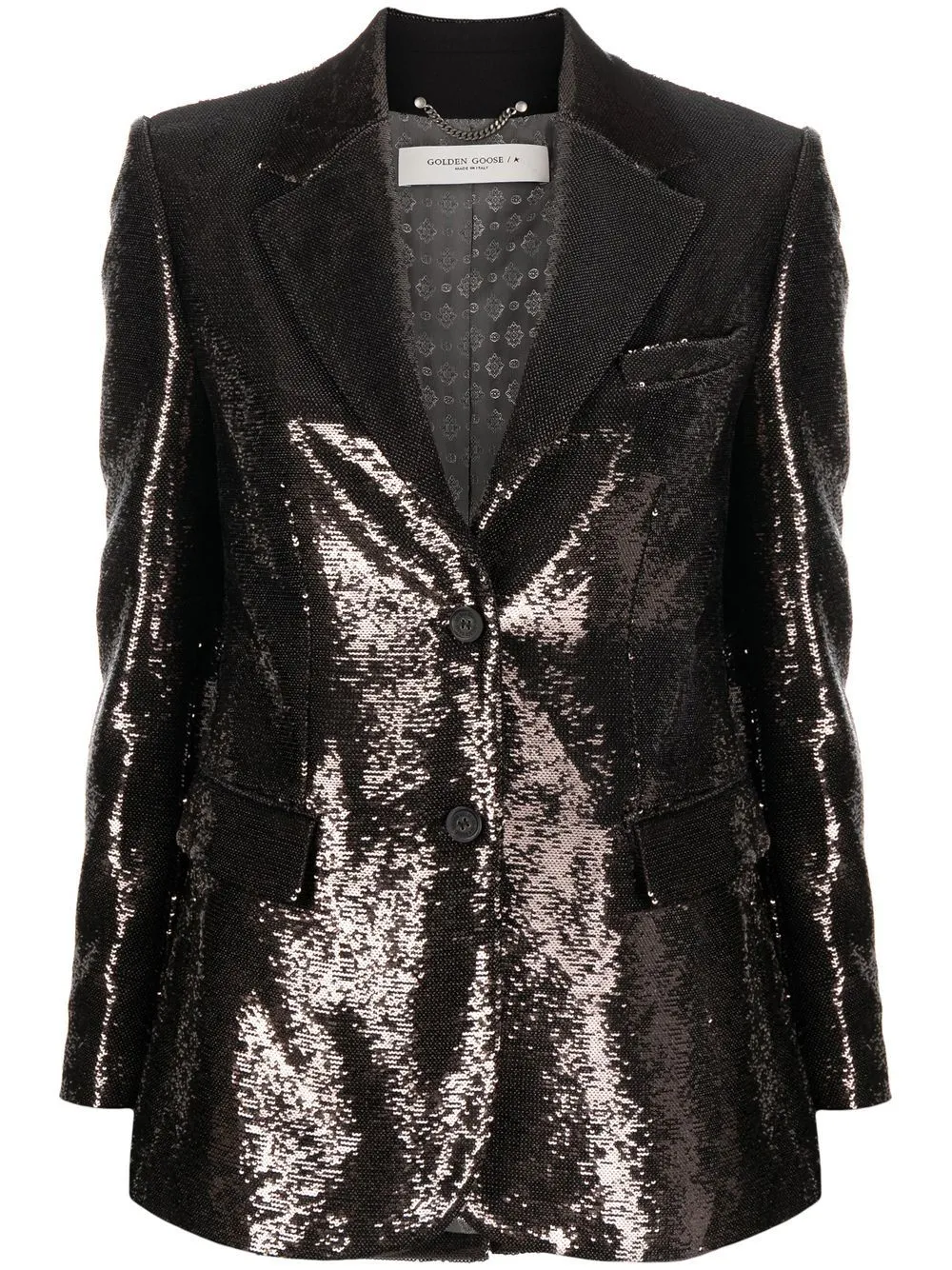 Giacca monopetto con paillettes in nero - donna