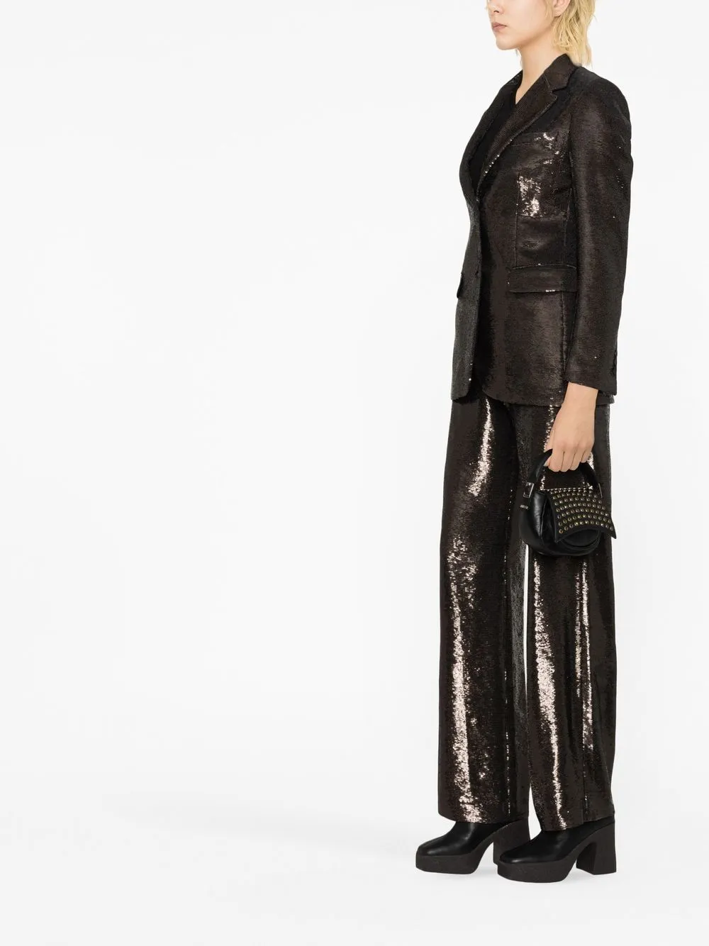 Giacca monopetto con paillettes in nero - donna