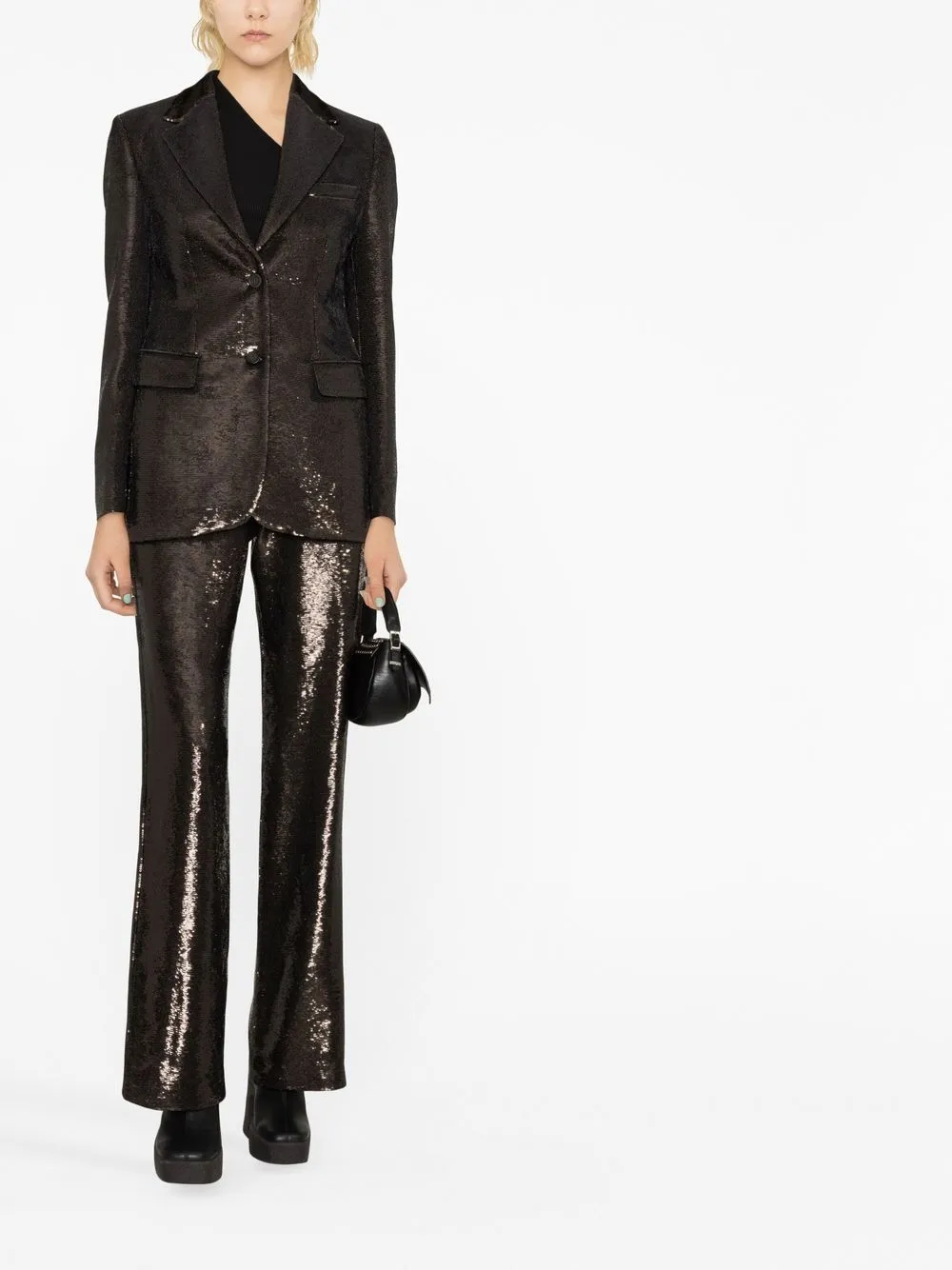 Giacca monopetto con paillettes in nero - donna
