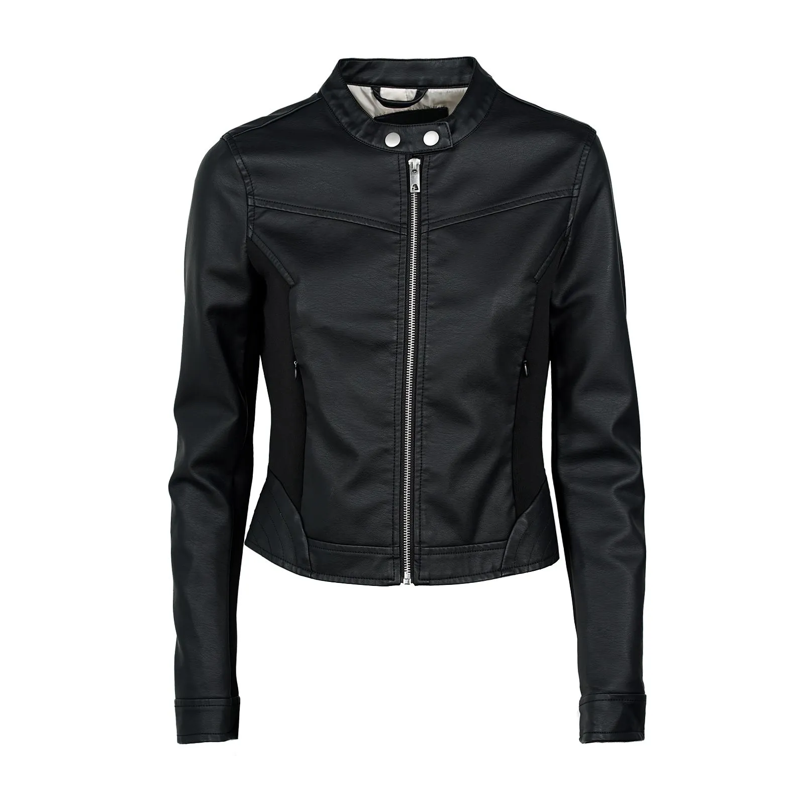 Giacca nera in ecopelle con zip