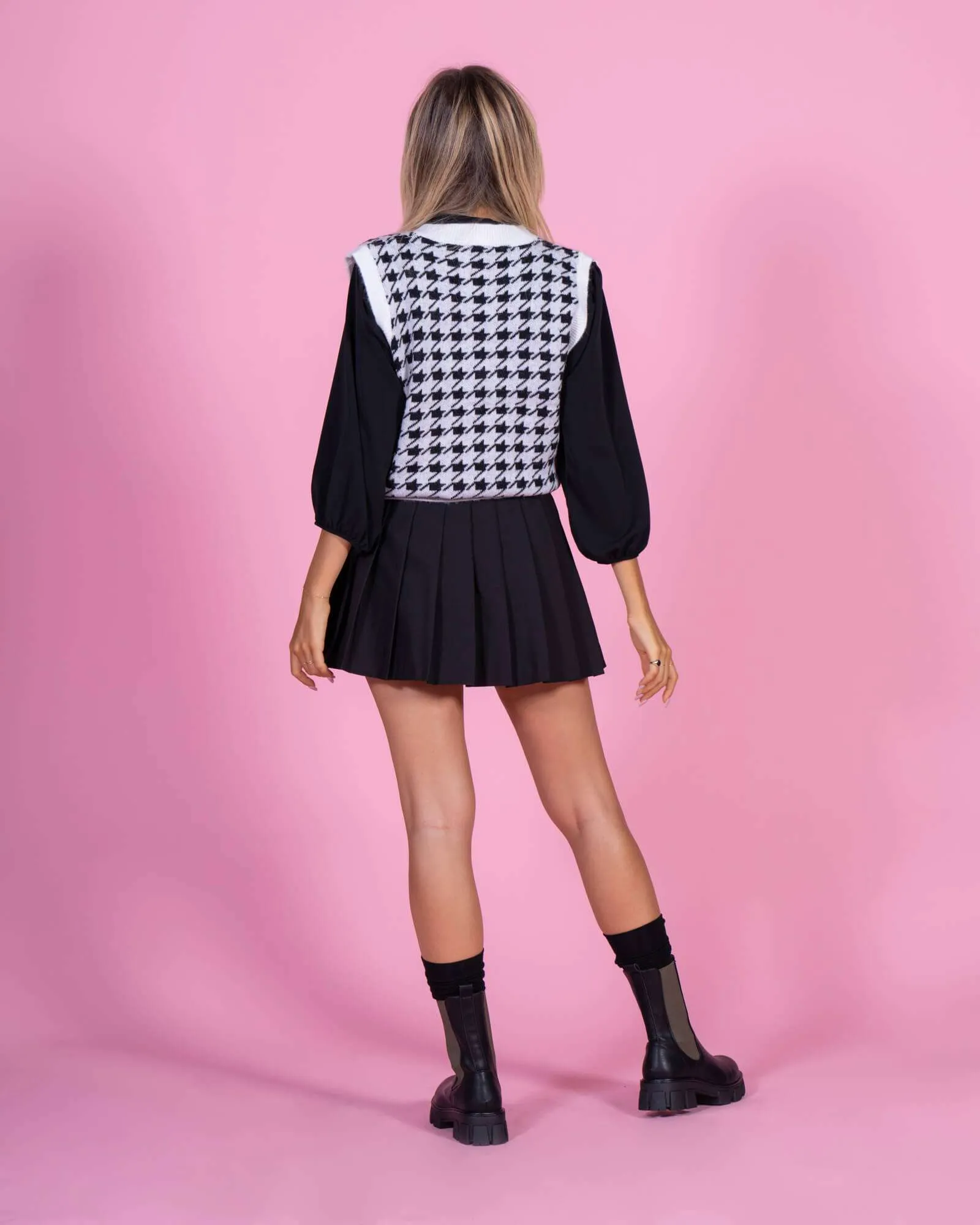 Gilet smanicato pied de poule