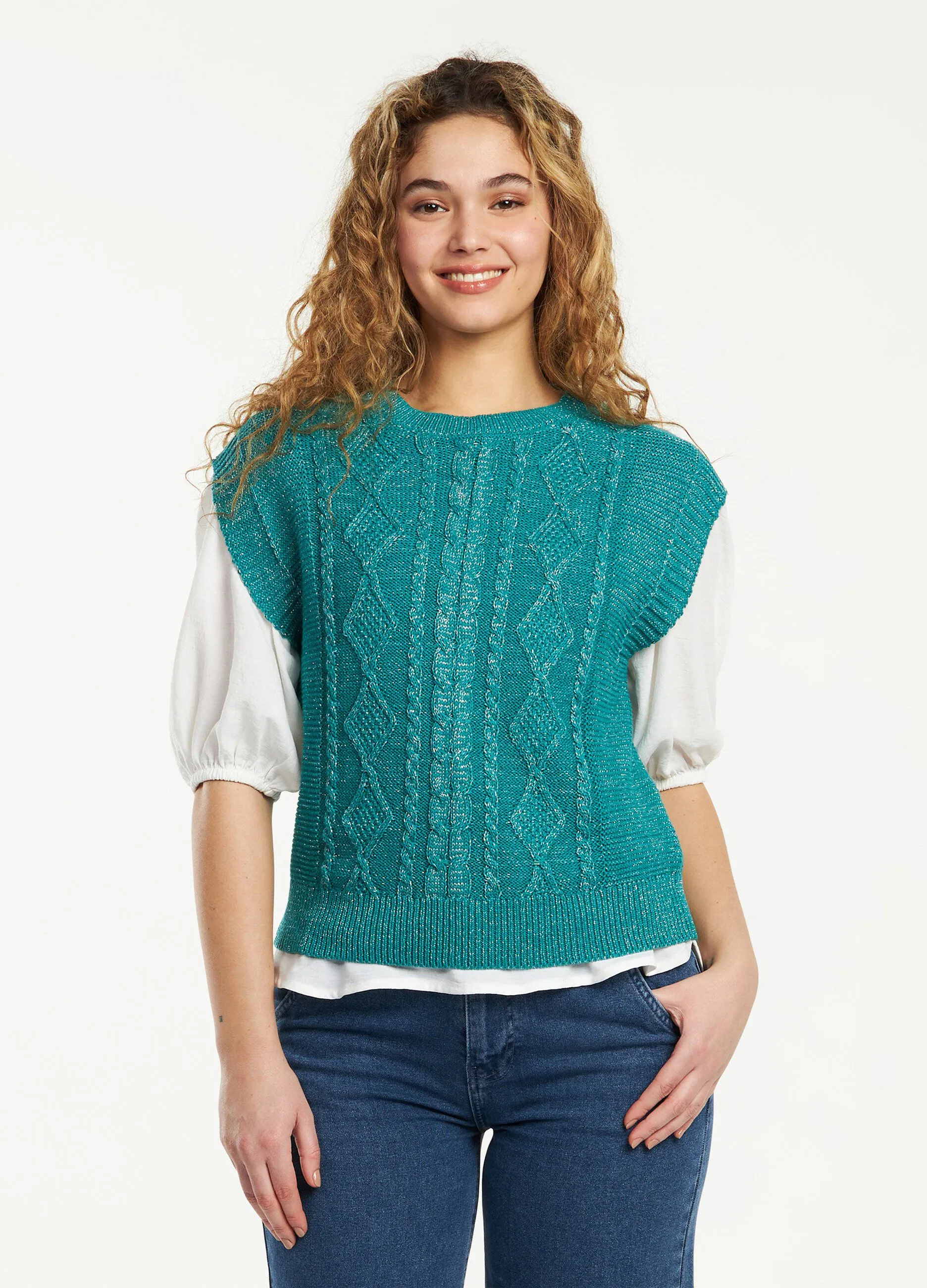 Gilet tricot trecce donna