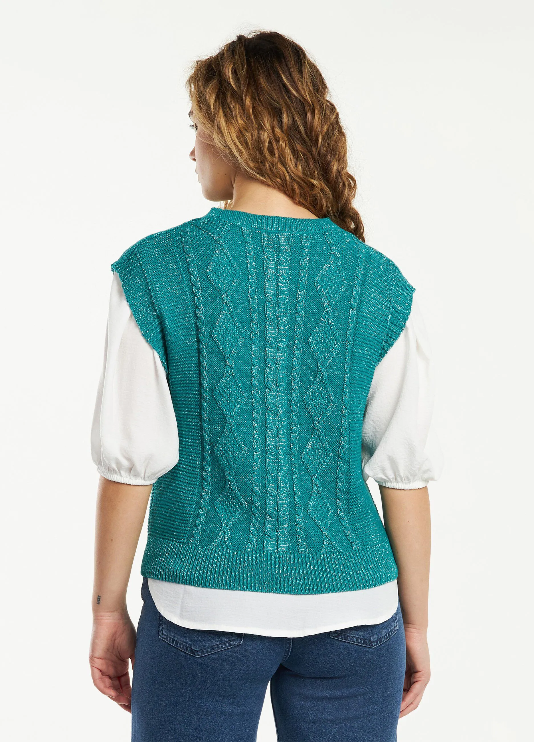Gilet tricot trecce donna