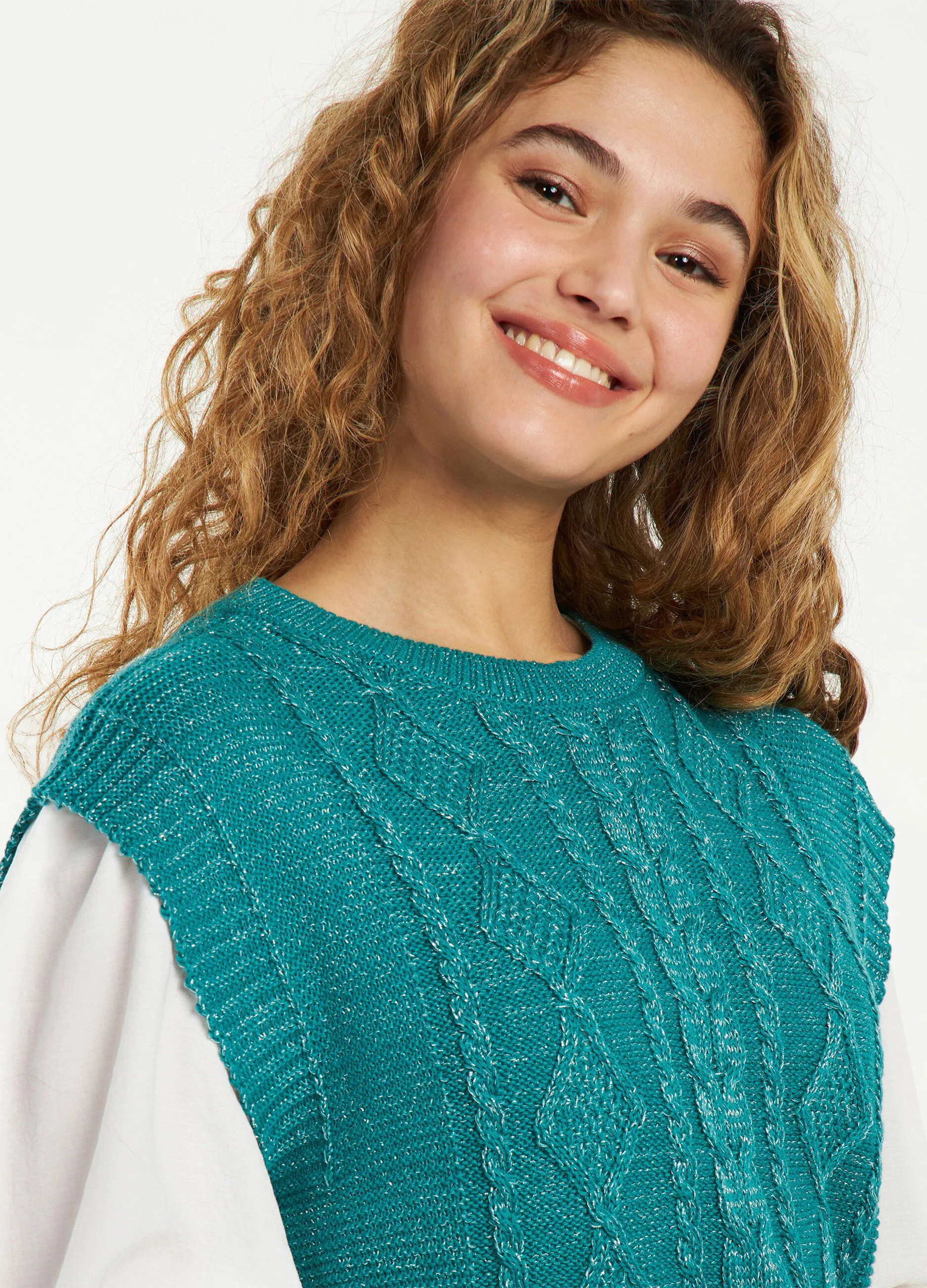 Gilet tricot trecce donna