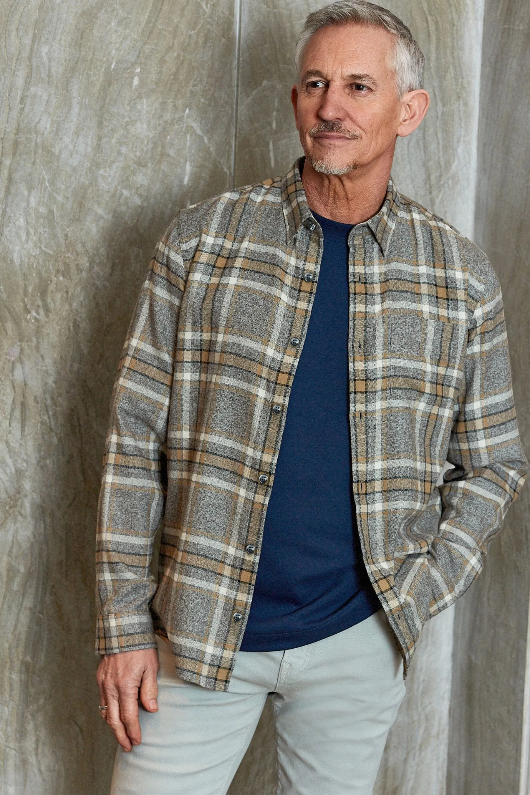 Grigio  - Camicia a quadri a maniche lunghe