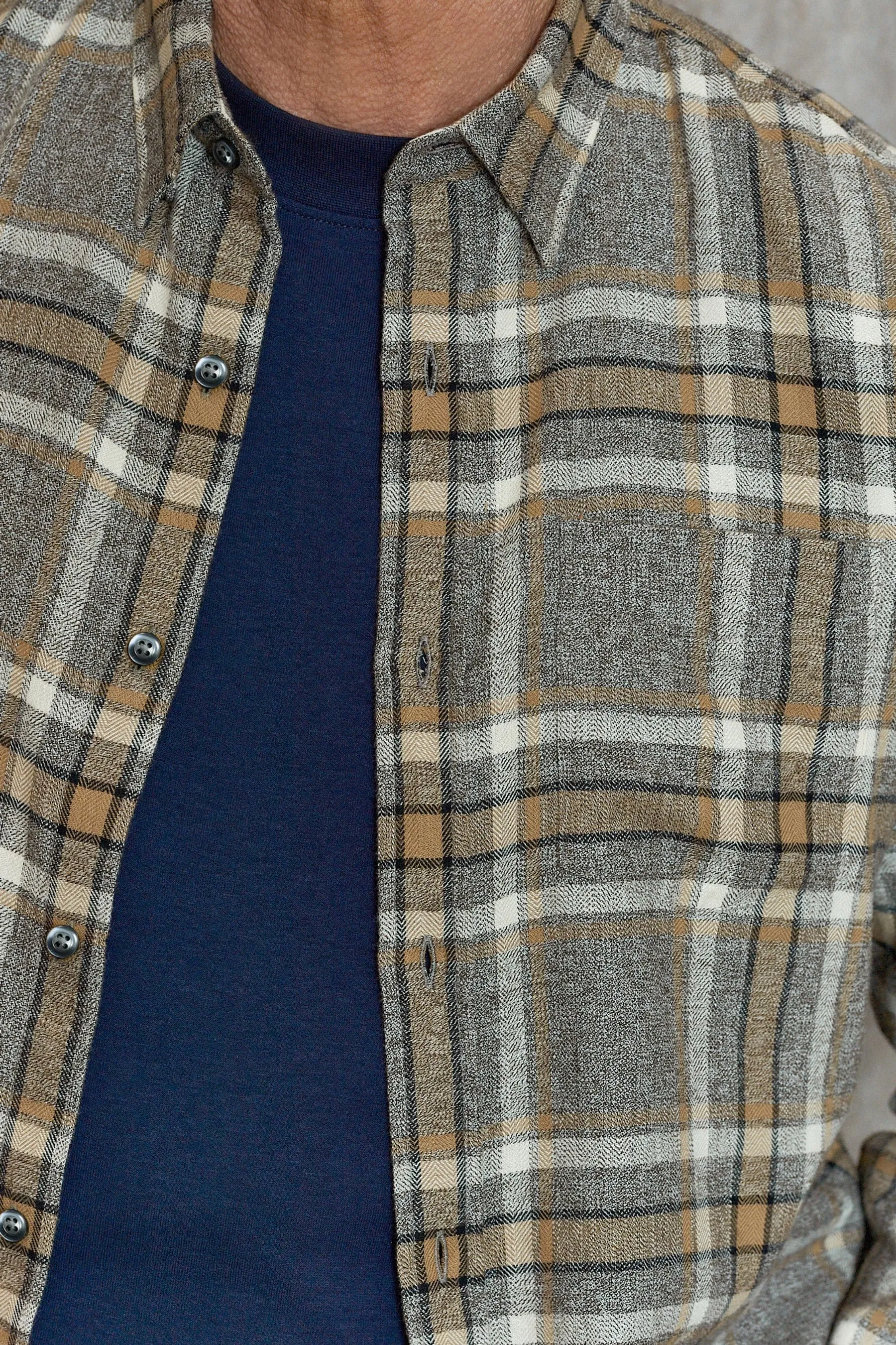 Grigio  - Camicia a quadri a maniche lunghe