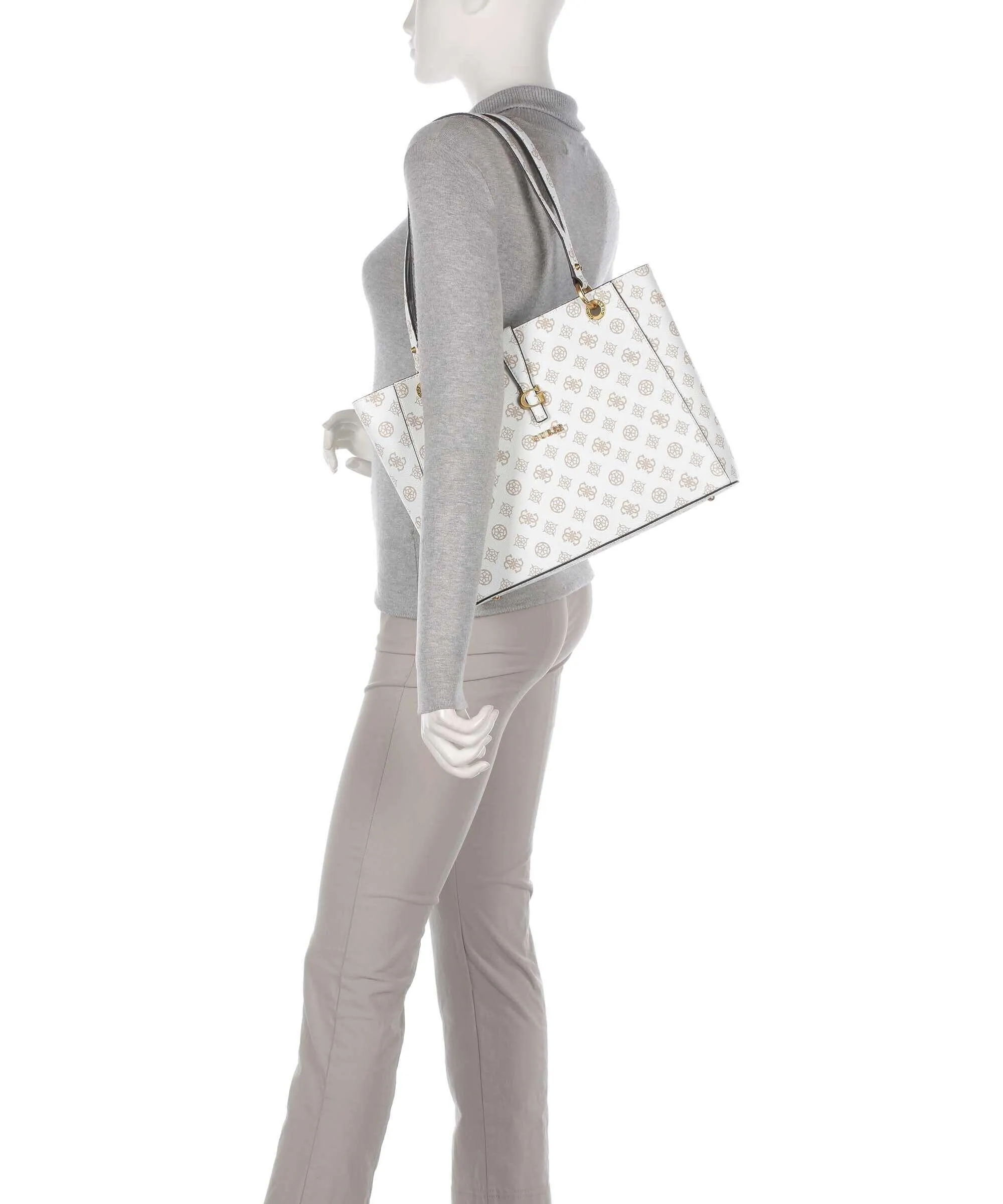  Guess Kuba Borsa shopper pelle sintetica bianco  