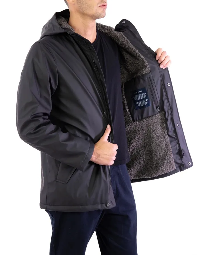 HOMEWARD Giacca Portsmouth A-TI Giaccone Impermeabile Pelliccia Nero Nuovo 01 BLACK