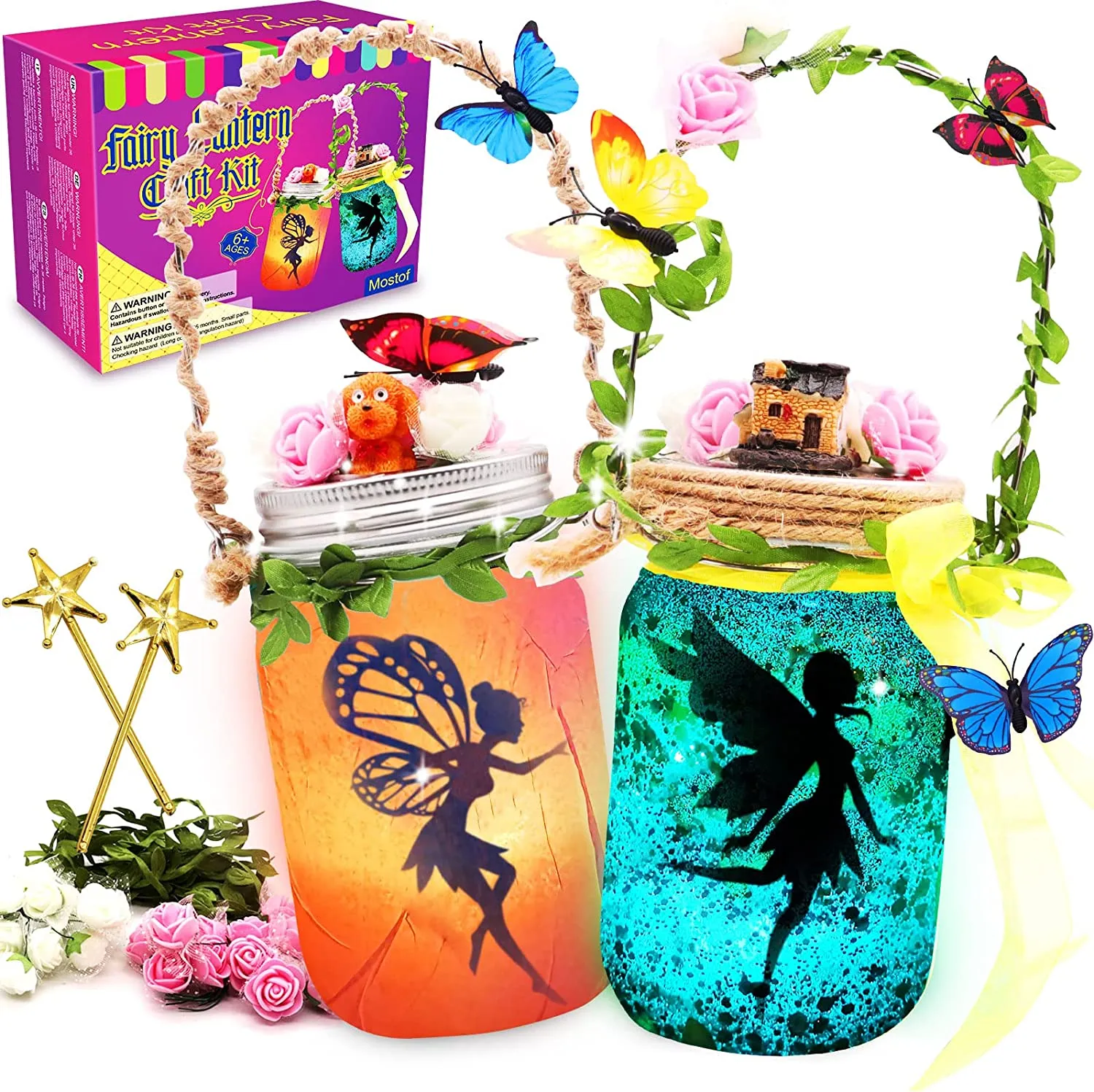Idee Regalo Ragazza, Mostof Kit fai da te Lanterna Fata - Regalo per Bambini 8 9 10 11 12 - Luce Notturna del Barattolo di Vetro