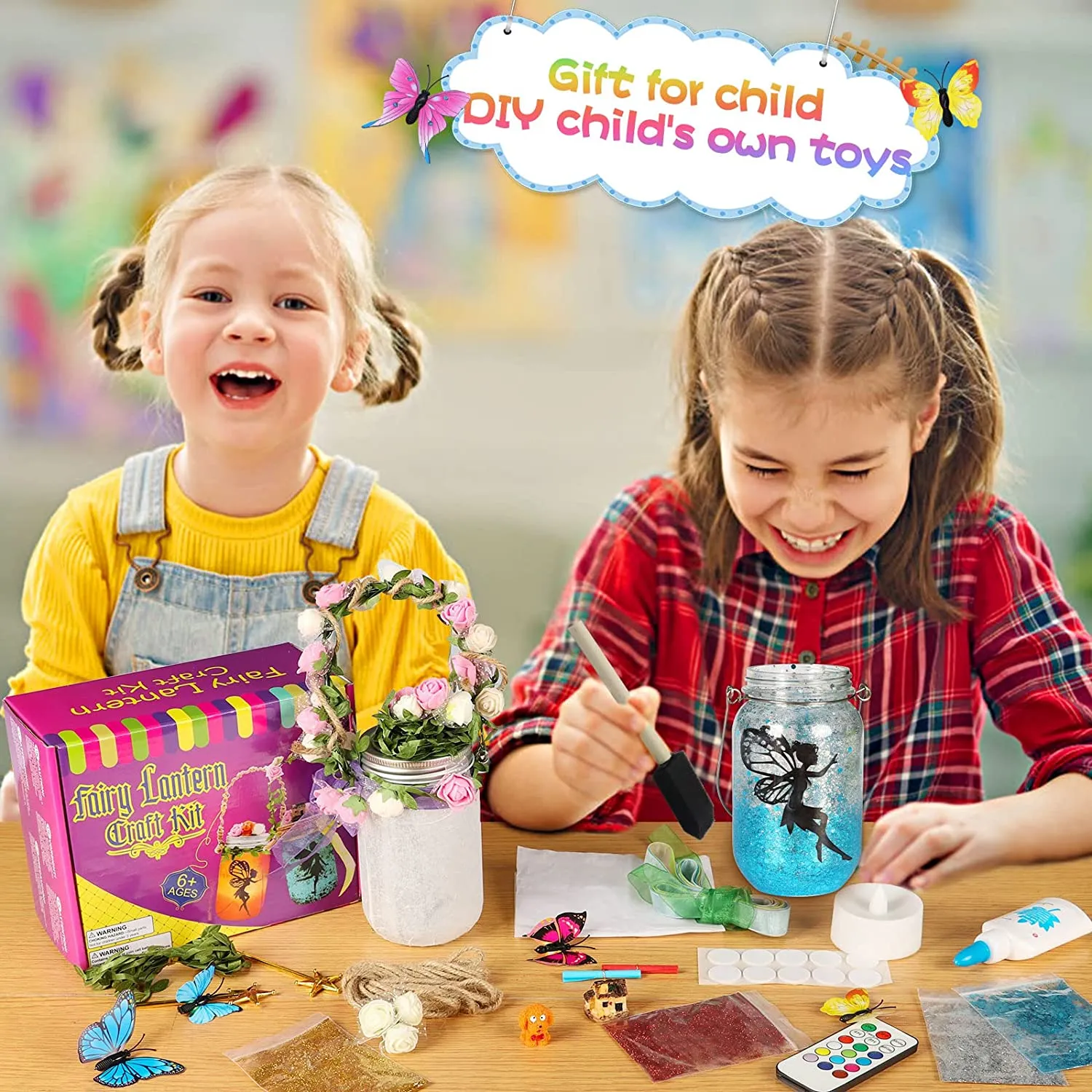 Idee Regalo Ragazza, Mostof Kit fai da te Lanterna Fata - Regalo per Bambini 8 9 10 11 12 - Luce Notturna del Barattolo di Vetro