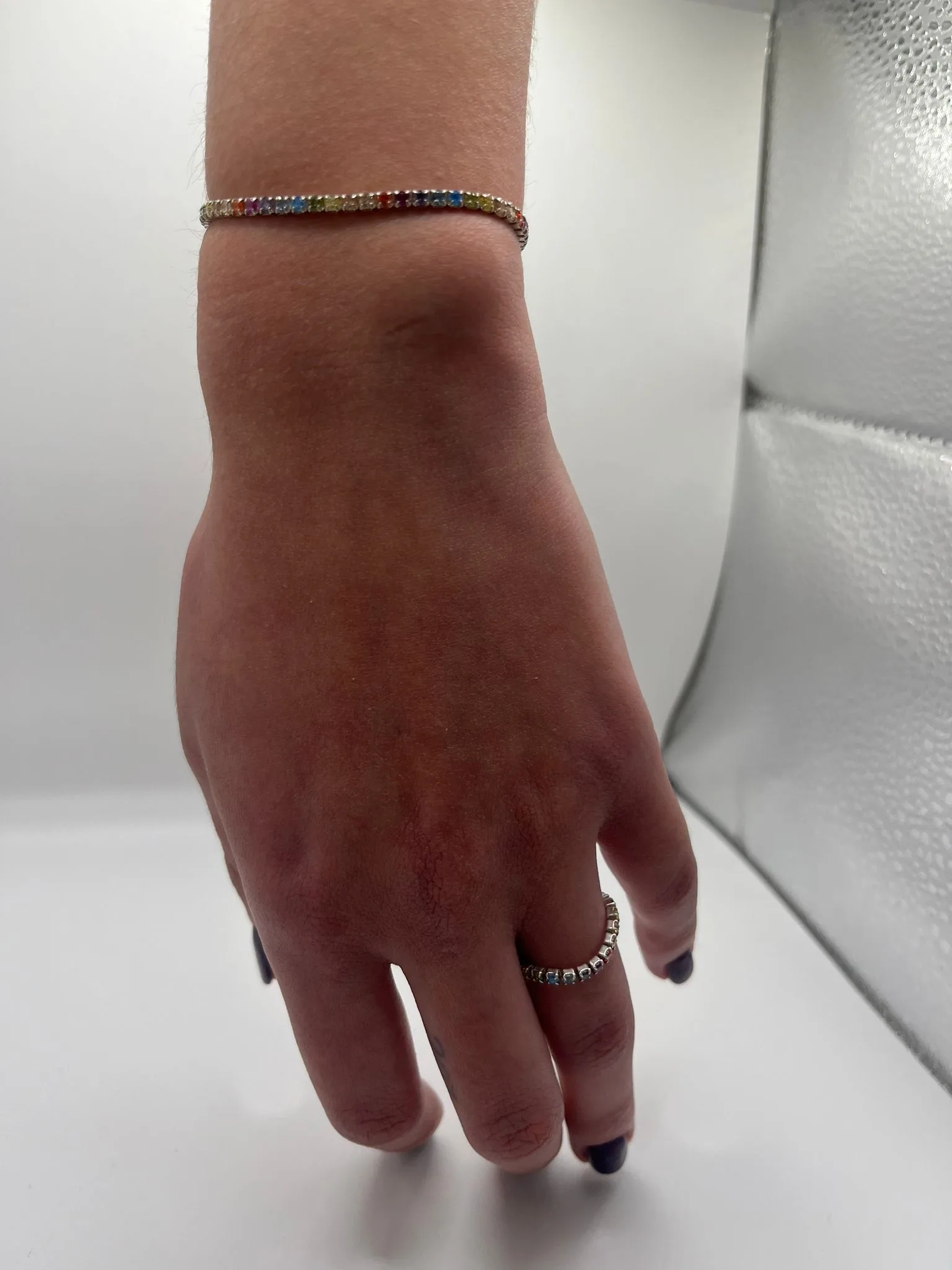 Infinity bracciale tennis saldato in argento Multicolor