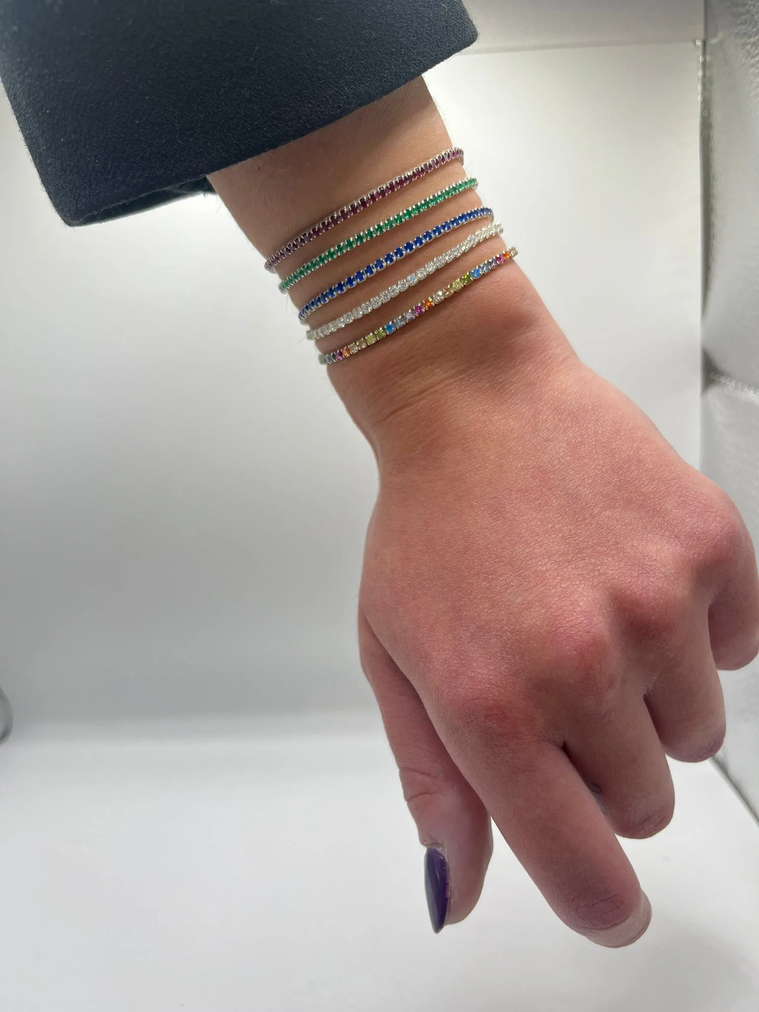 Infinity bracciale tennis saldato in argento Multicolor