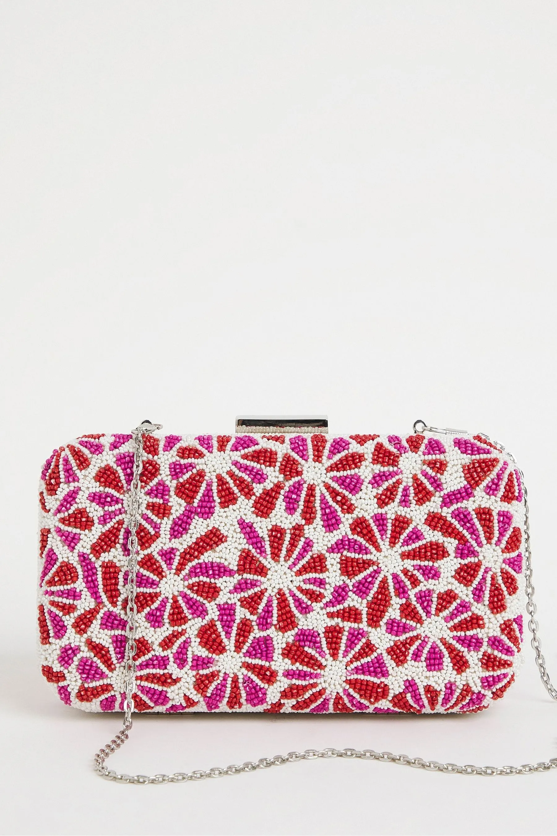 Joanna Hope Rosa - pochette Floreale con perline Borsa