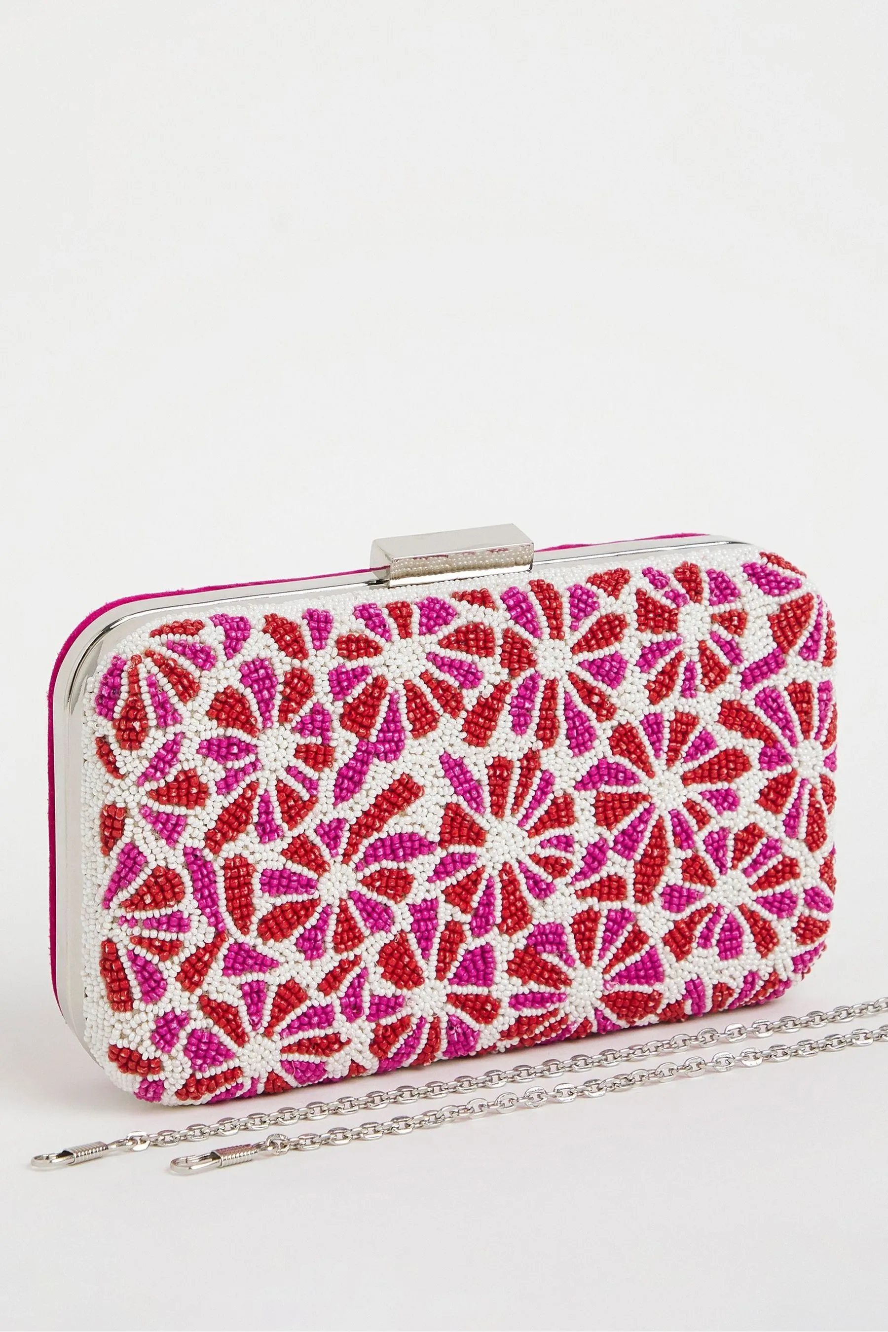 Joanna Hope Rosa - pochette Floreale con perline Borsa