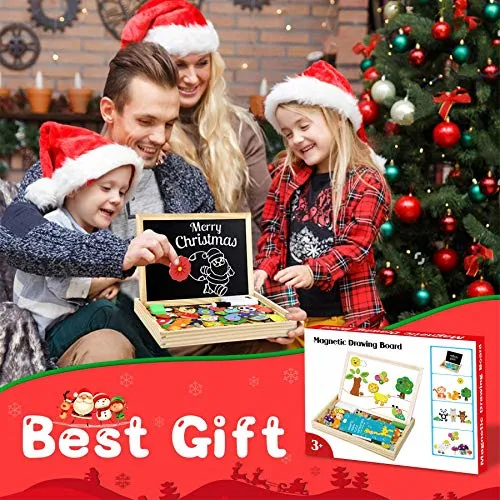 Jojoin 110 PCS Puzzle Magnetico Legno - Lavagna Animali Giocattolo per Bambini - Giochi Montessori - Educativi Puzzle Regalo Bam