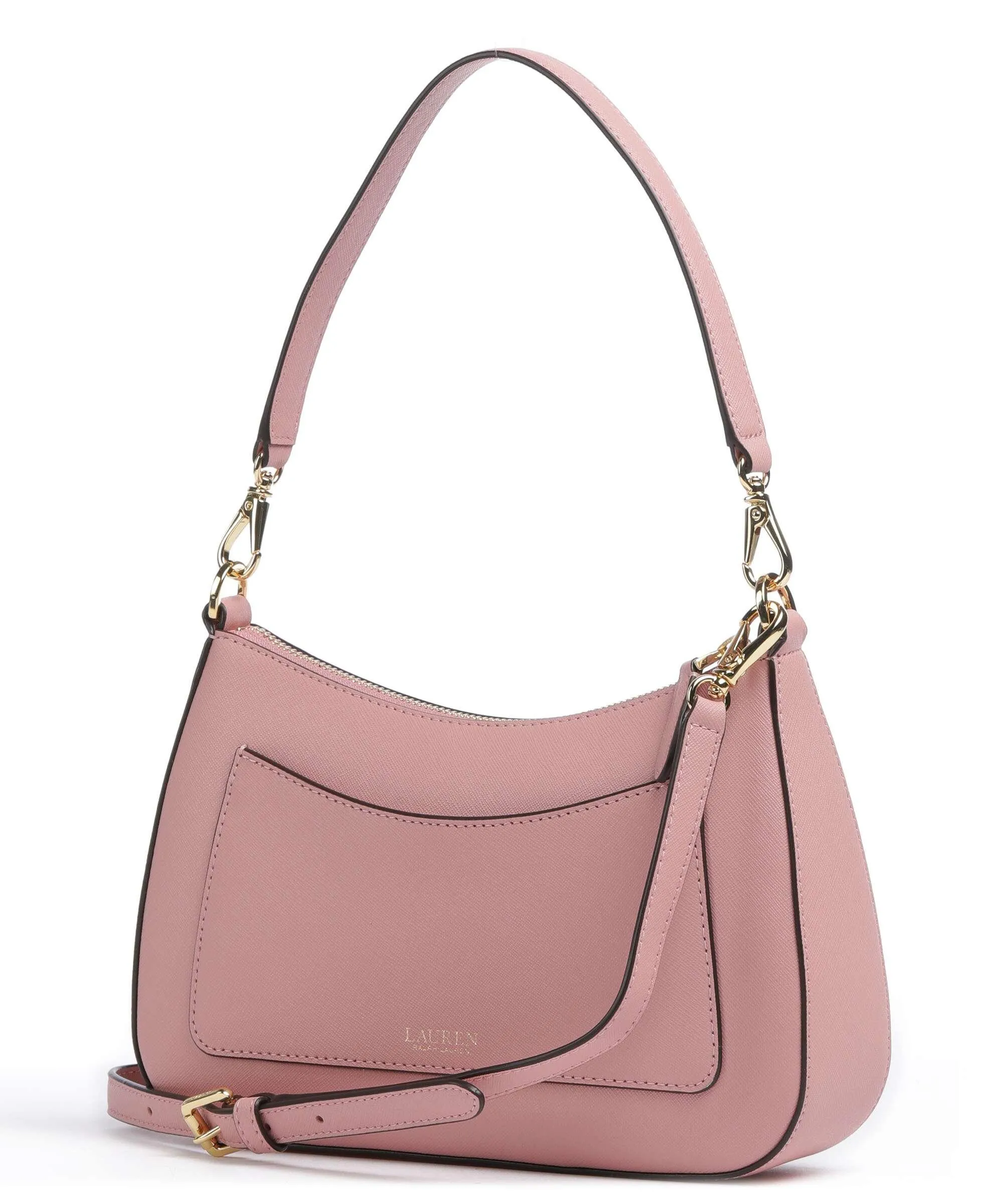  Lauren Ralph Lauren Danni 26 Borsa a spalla pelle di vacchetta saffiano rosa  