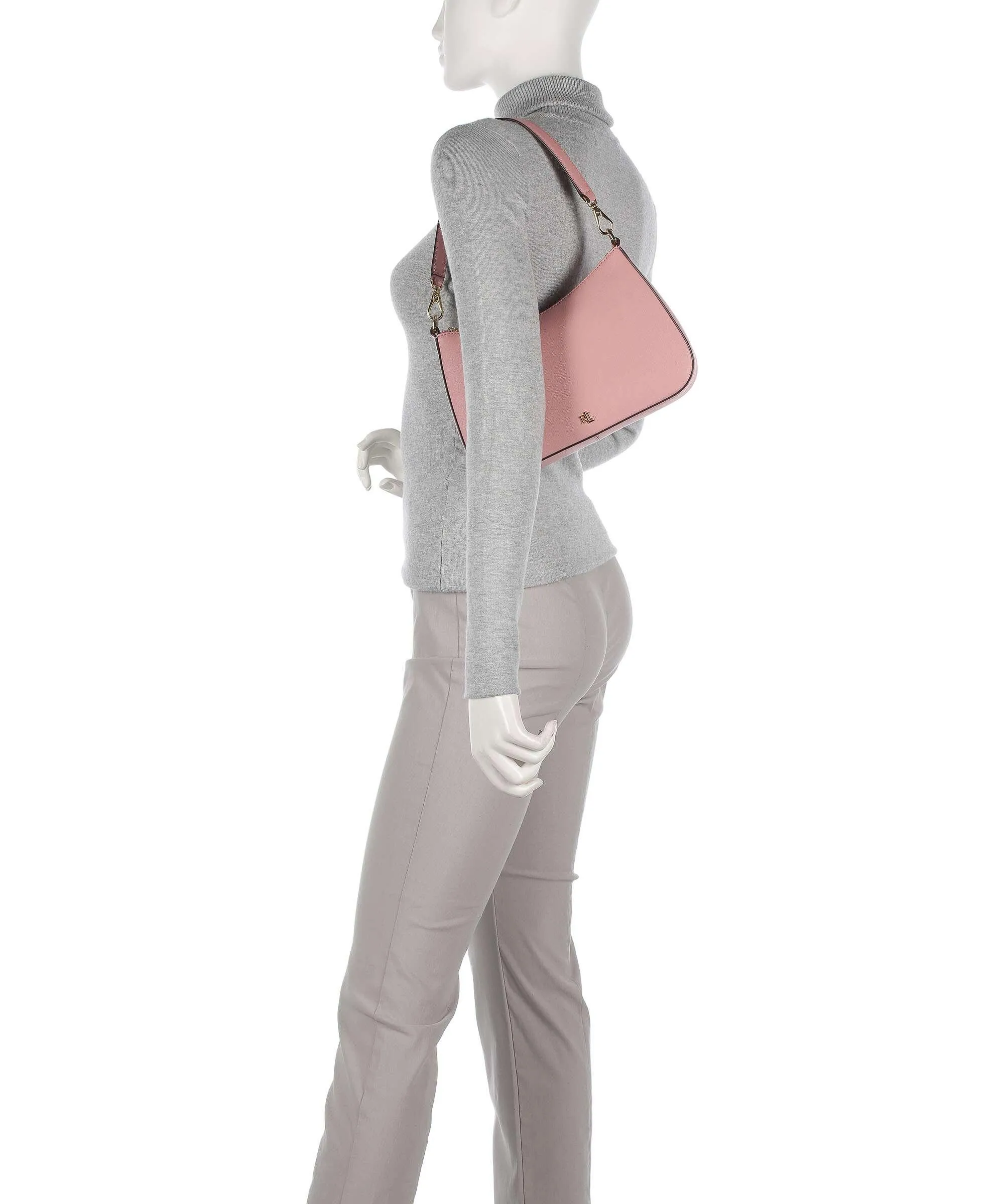  Lauren Ralph Lauren Danni 26 Borsa a spalla pelle di vacchetta saffiano rosa  