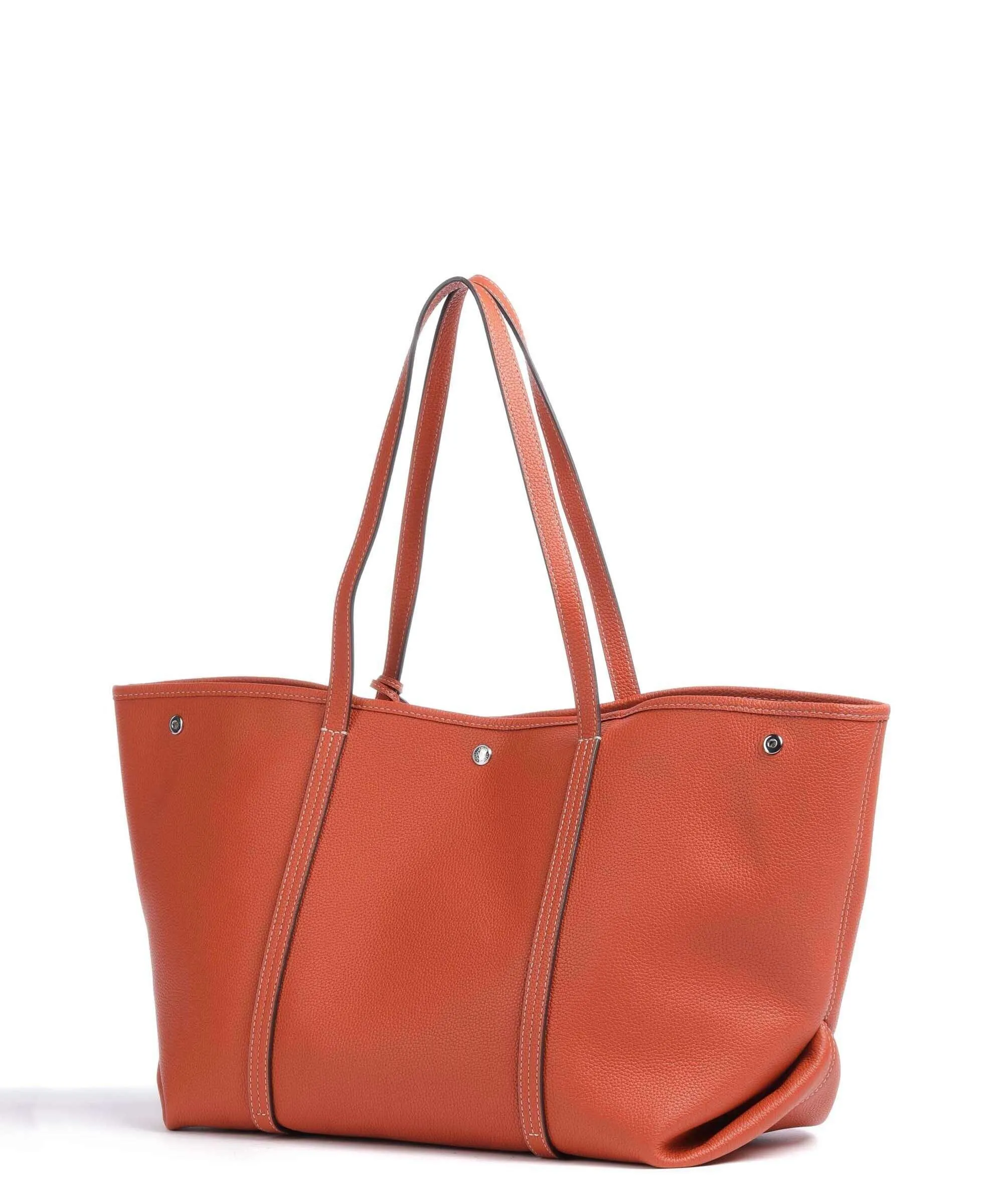  Lauren Ralph Lauren Emerie Large Borsa shopper pelle di vacchetta grana arancio  