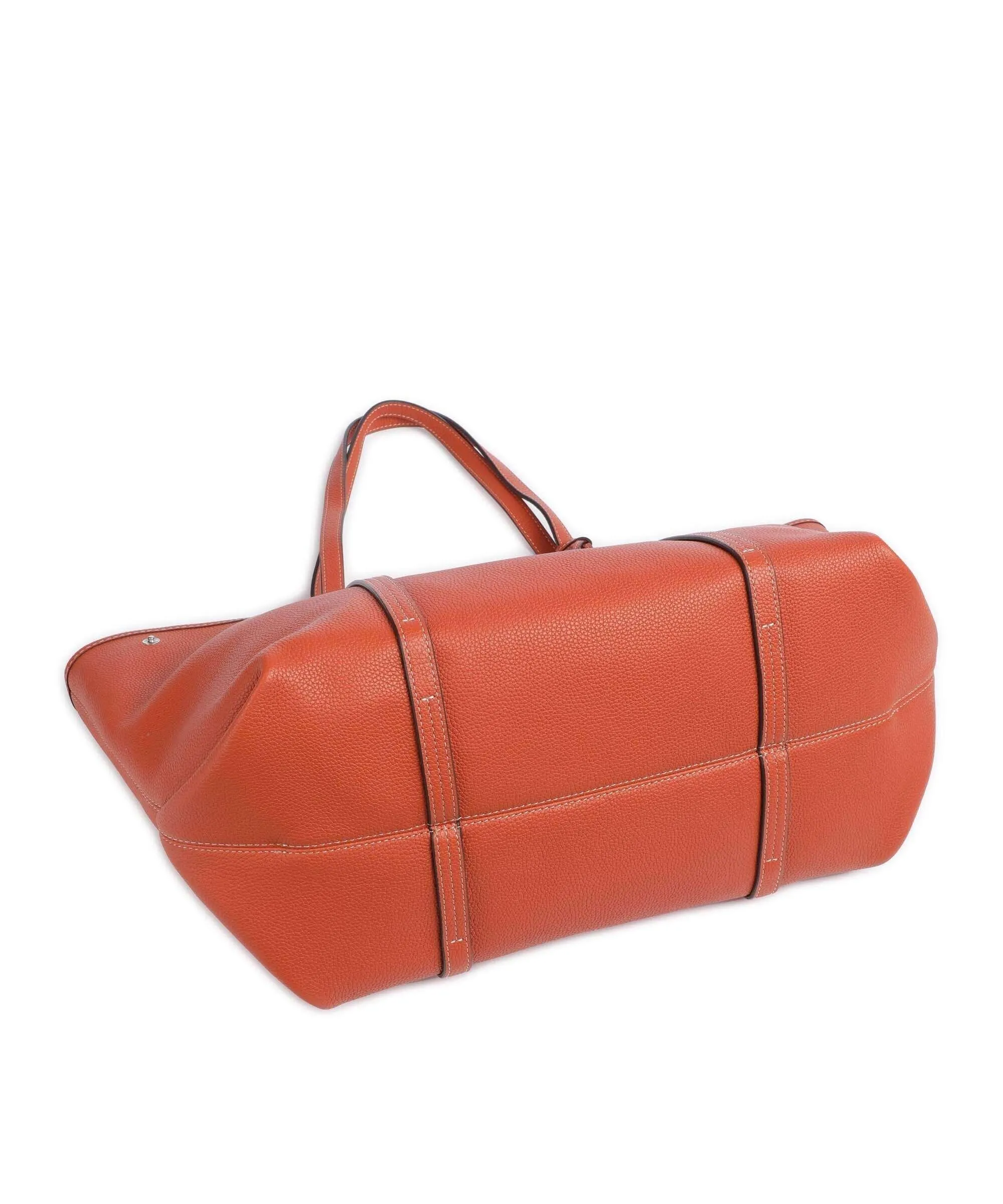  Lauren Ralph Lauren Emerie Large Borsa shopper pelle di vacchetta grana arancio  