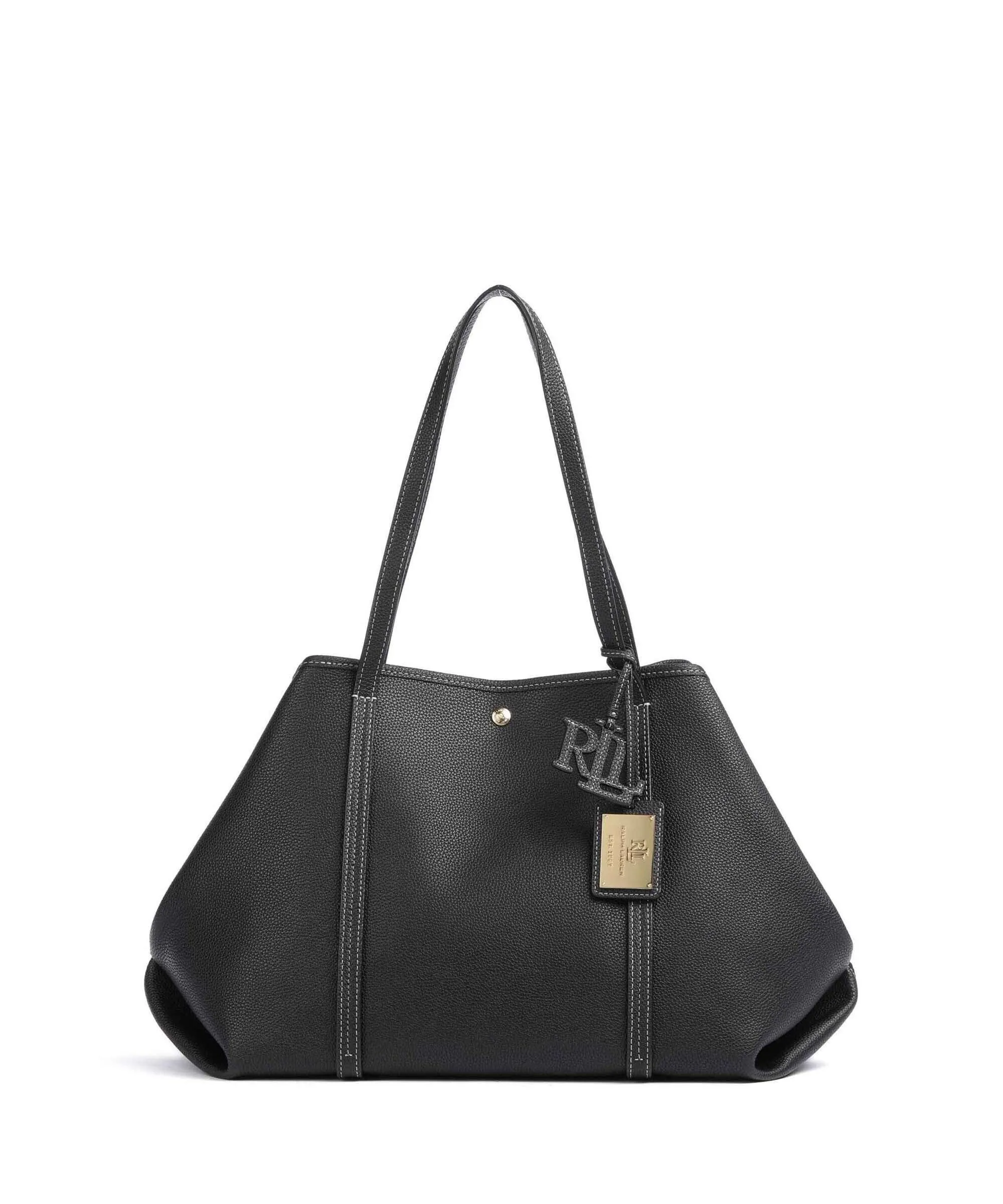  Lauren Ralph Lauren Emerie Large Borsa shopper pelle di vacchetta grana nero  