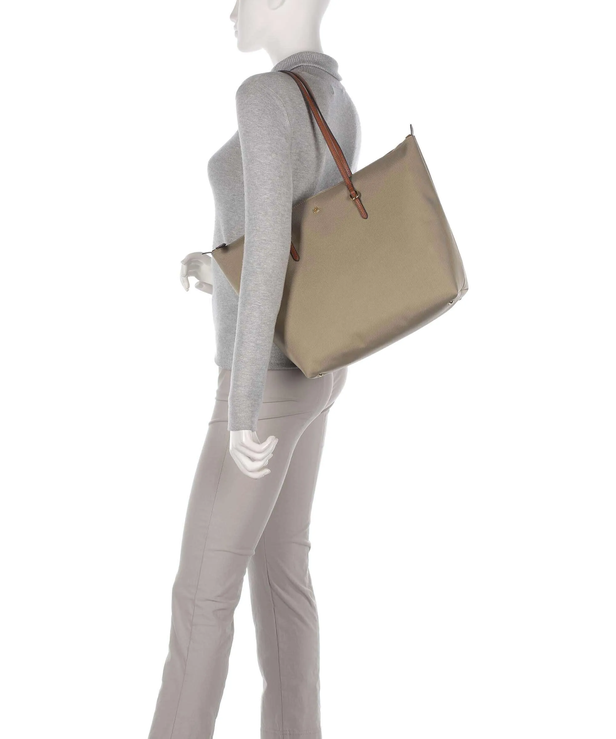  Lauren Ralph Lauren Keaton 31 Borsa shopper pelle riciclato beige  