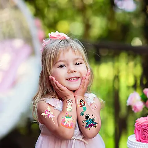 Leesgel 380 (30 Fogli) Tatuaggi per Bambini Luminosi Temporanei Stile Misti Unicorno/Dinosauro/Sirena/Pirata, Tatuaggio Festa Ga