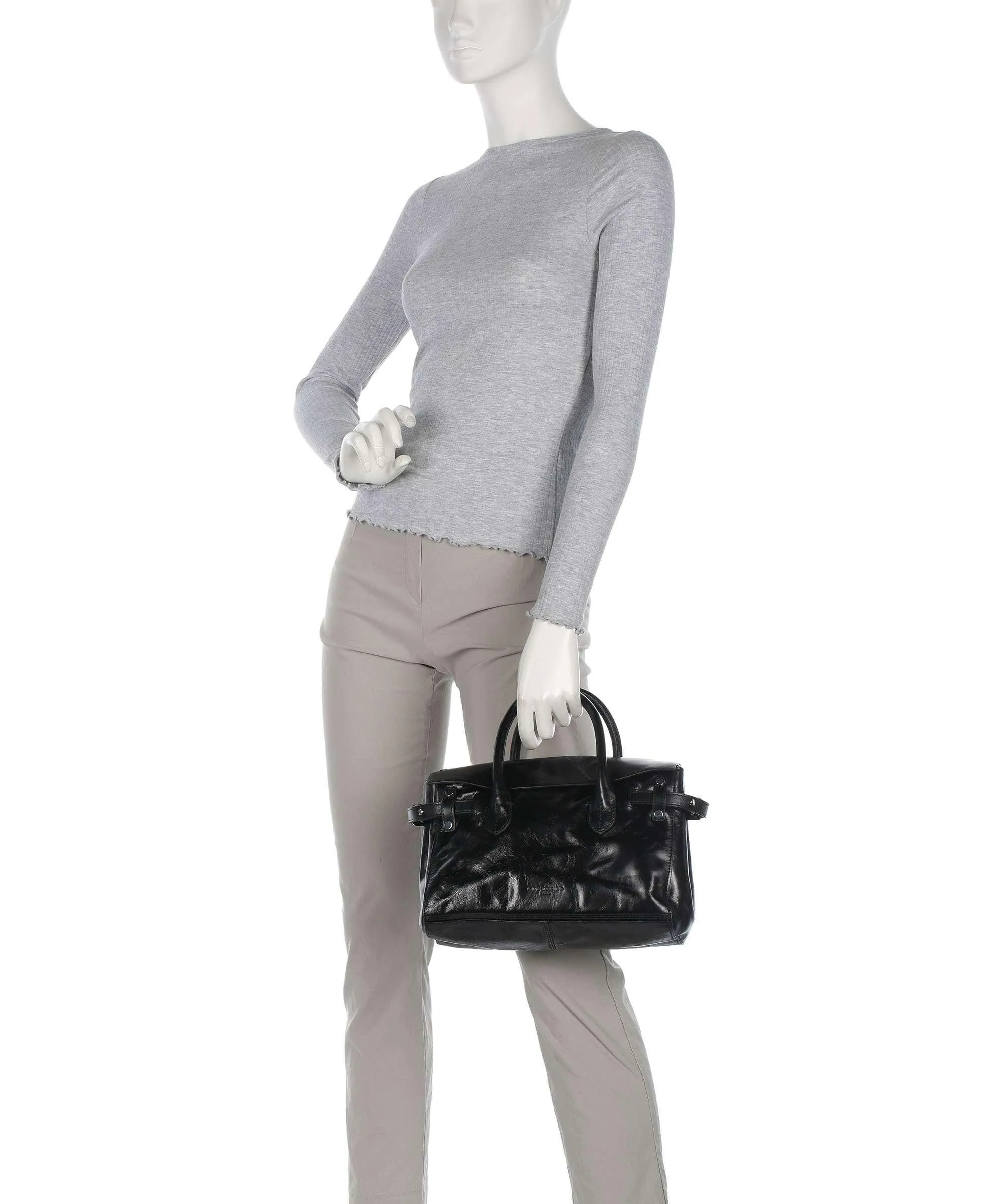  Liebeskind Gloria Lack Distressed M Borsa a mano pelle bovina nero  