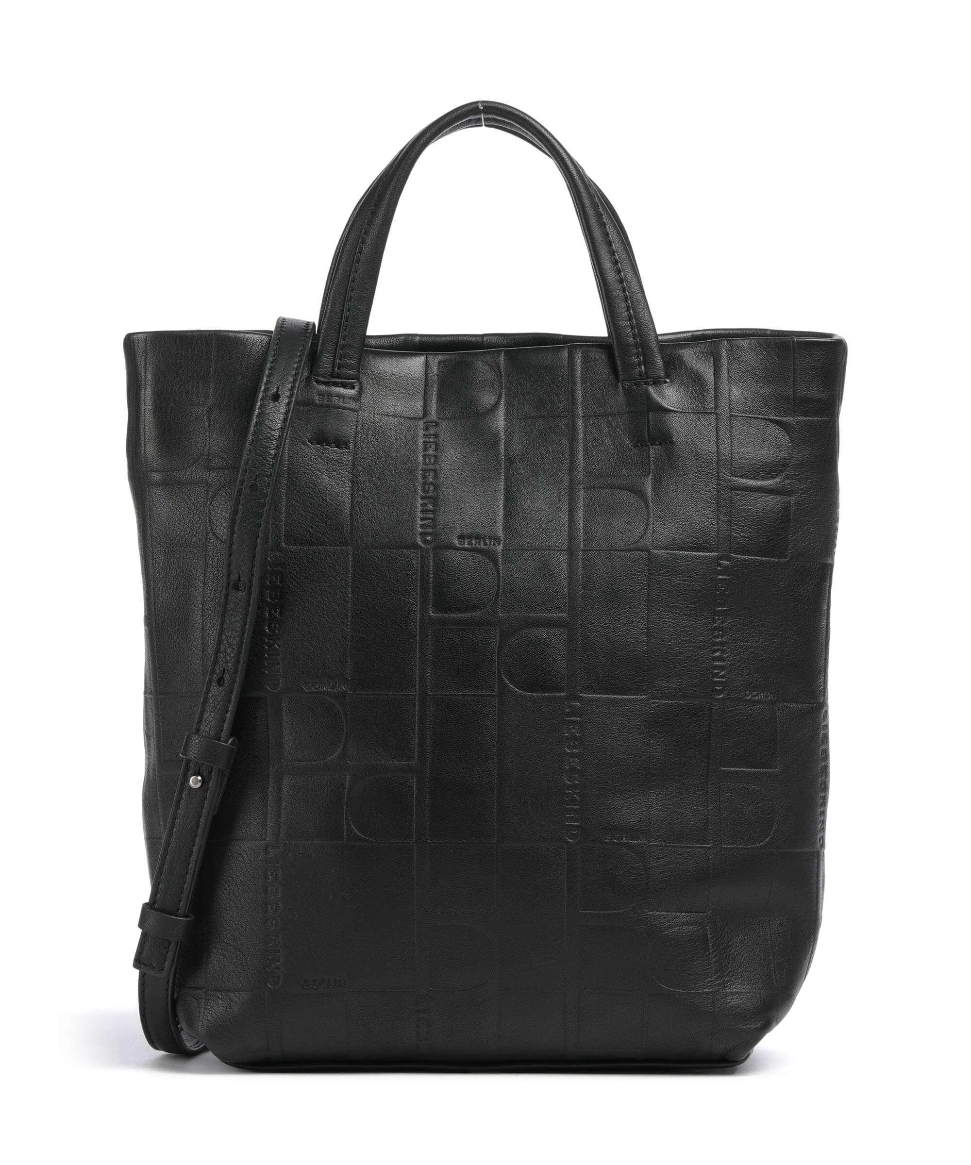  Liebeskind Hera Monogram Sheep Natural M Borsa a mano pelle di vacchetta goffrata nero  