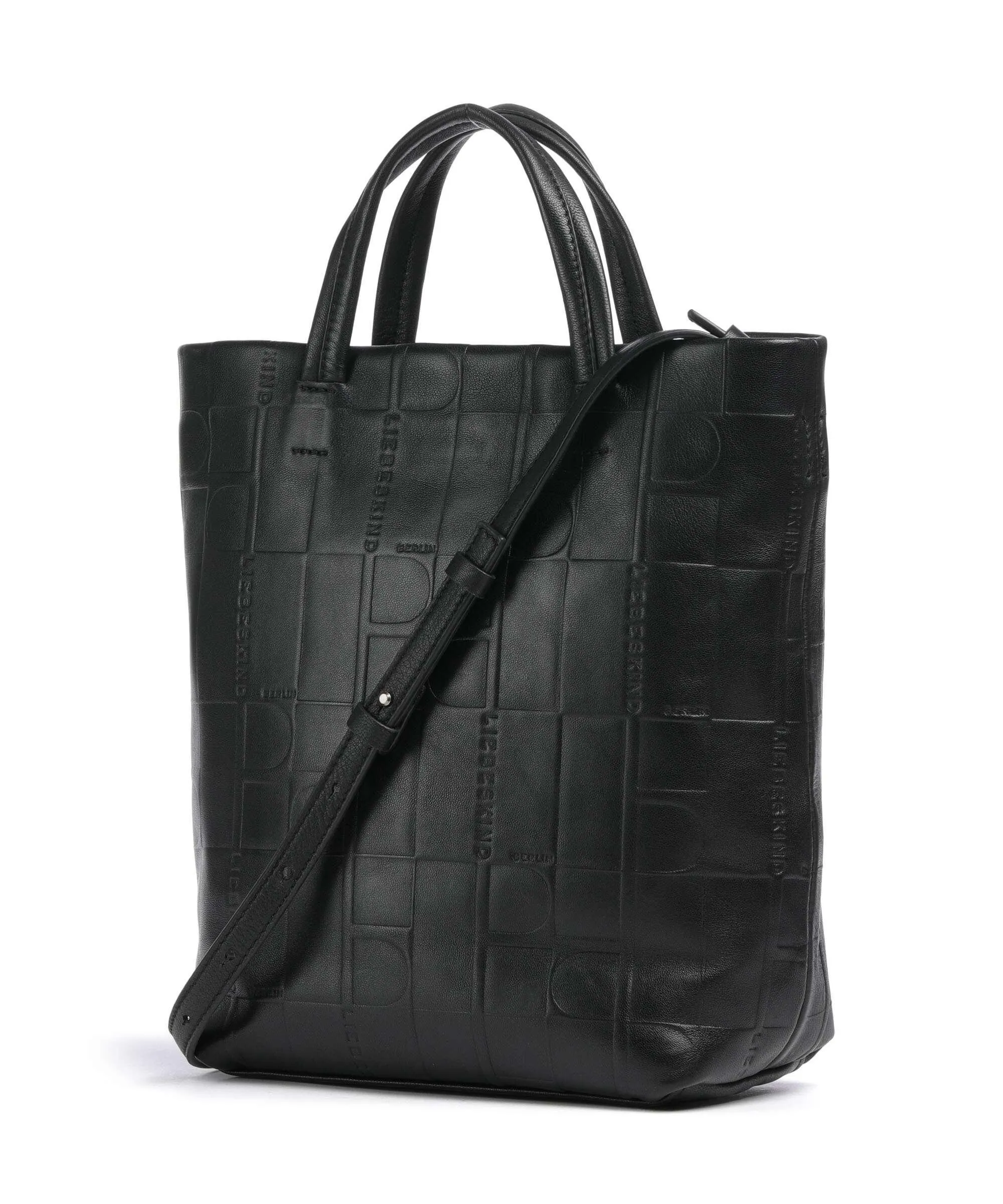  Liebeskind Hera Monogram Sheep Natural M Borsa a mano pelle di vacchetta goffrata nero  