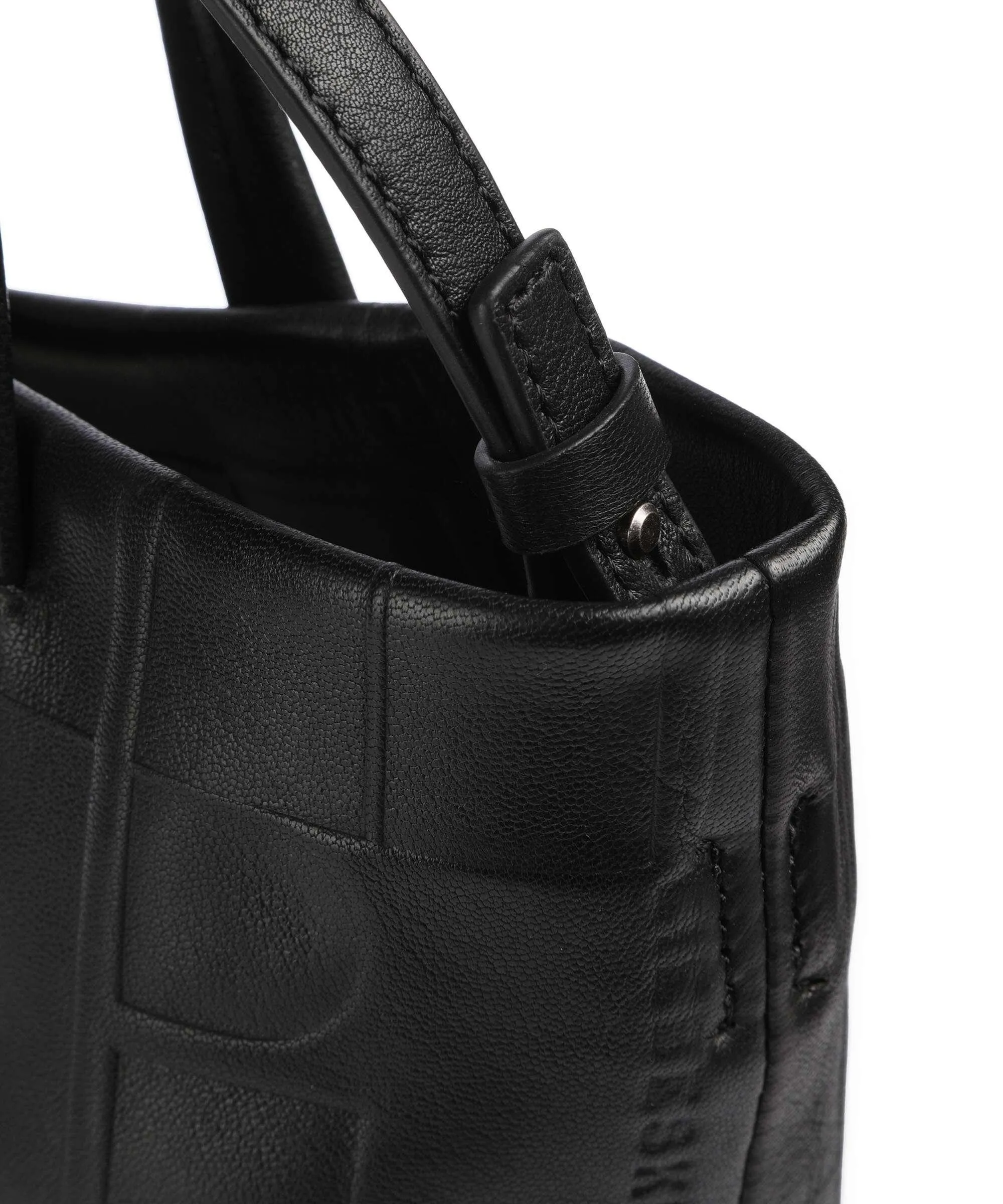  Liebeskind Hera Monogram Sheep Natural M Borsa a mano pelle di vacchetta goffrata nero  