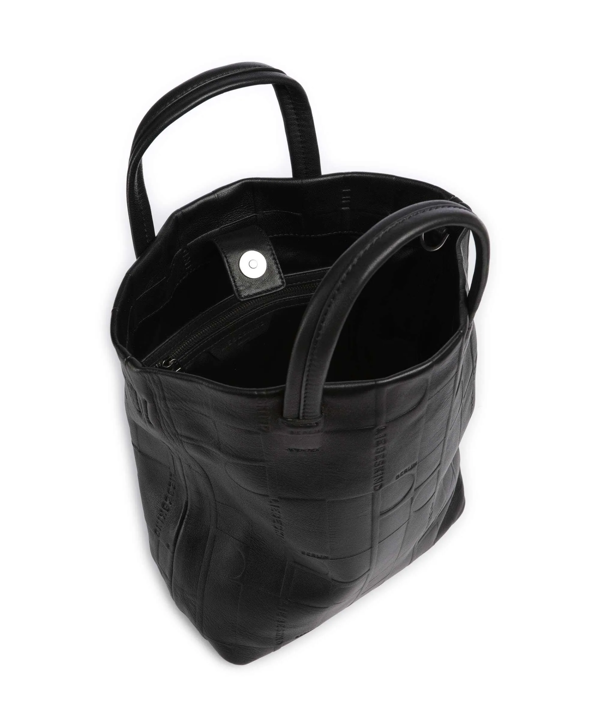  Liebeskind Hera Monogram Sheep Natural M Borsa a mano pelle di vacchetta goffrata nero  