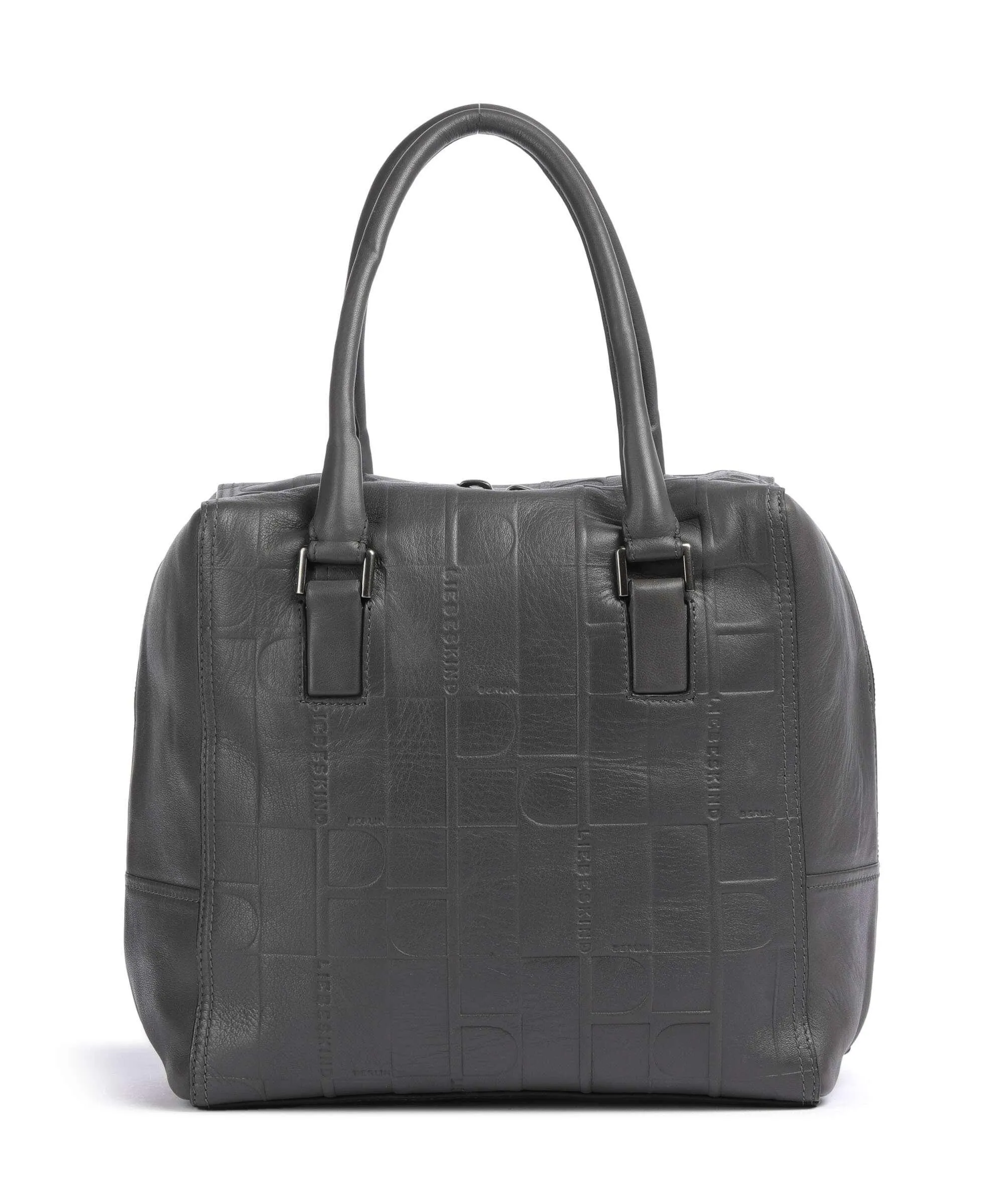  Liebeskind Kayla Monogram Sheep Natural M Borsa a mano pelle di vacchetta goffrata grigio scuro  