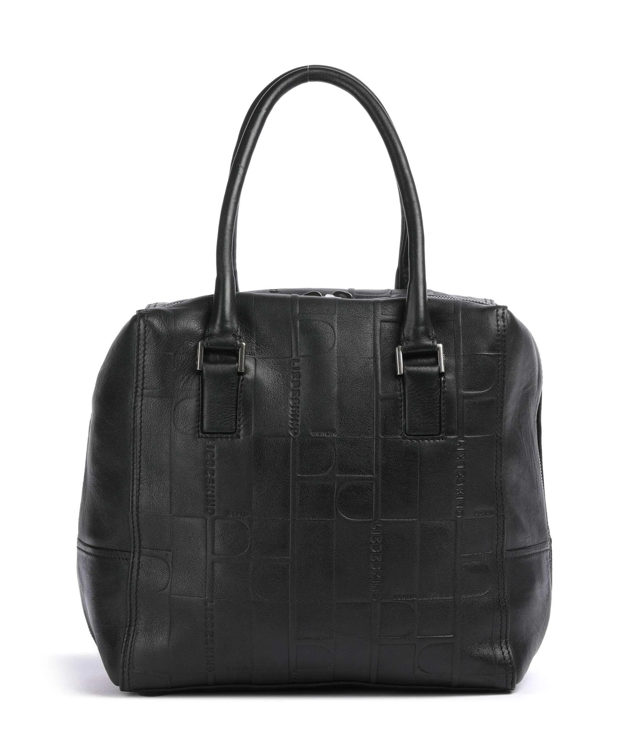 Liebeskind Kayla Monogram Sheep Natural M Borsa a mano pelle di vacchetta goffrata nero  