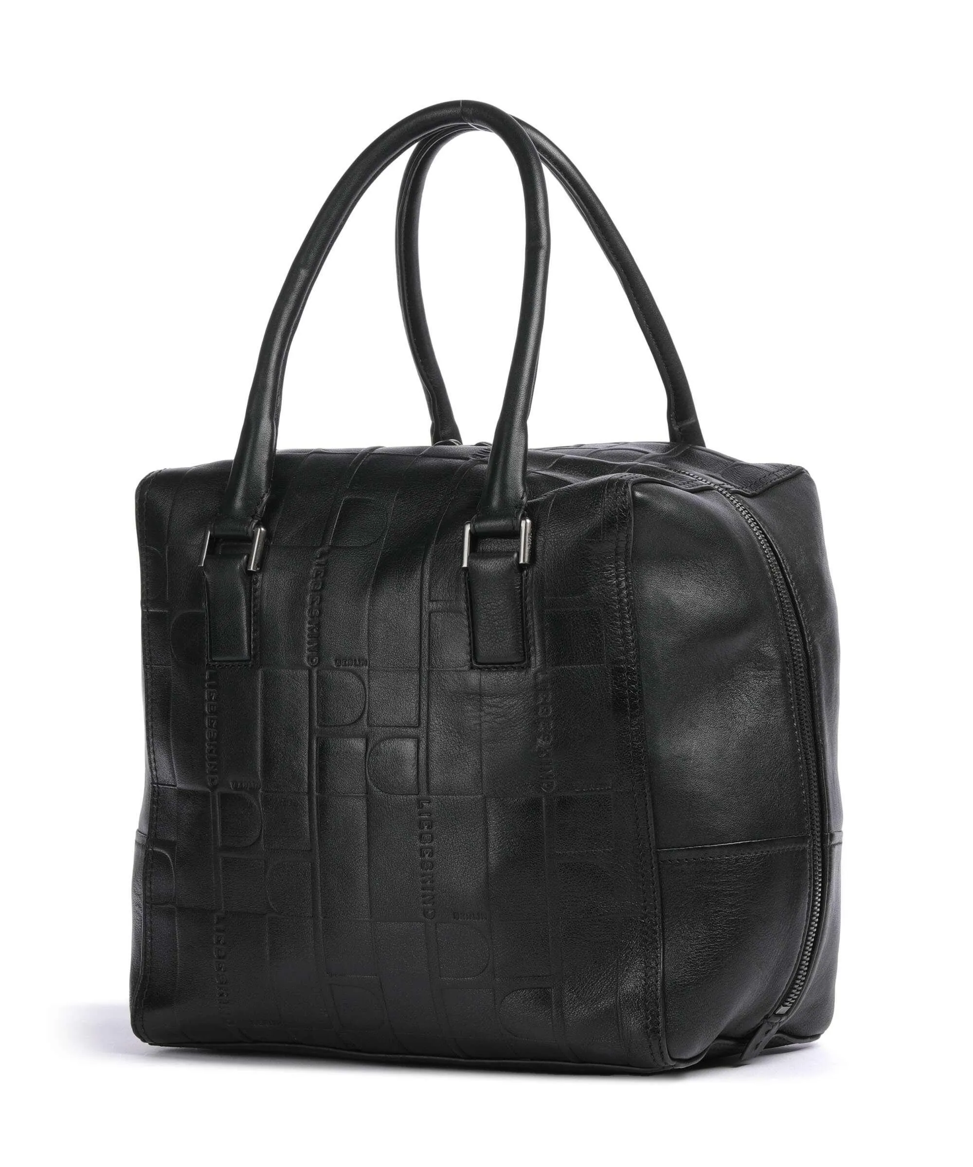  Liebeskind Kayla Monogram Sheep Natural M Borsa a mano pelle di vacchetta goffrata nero  