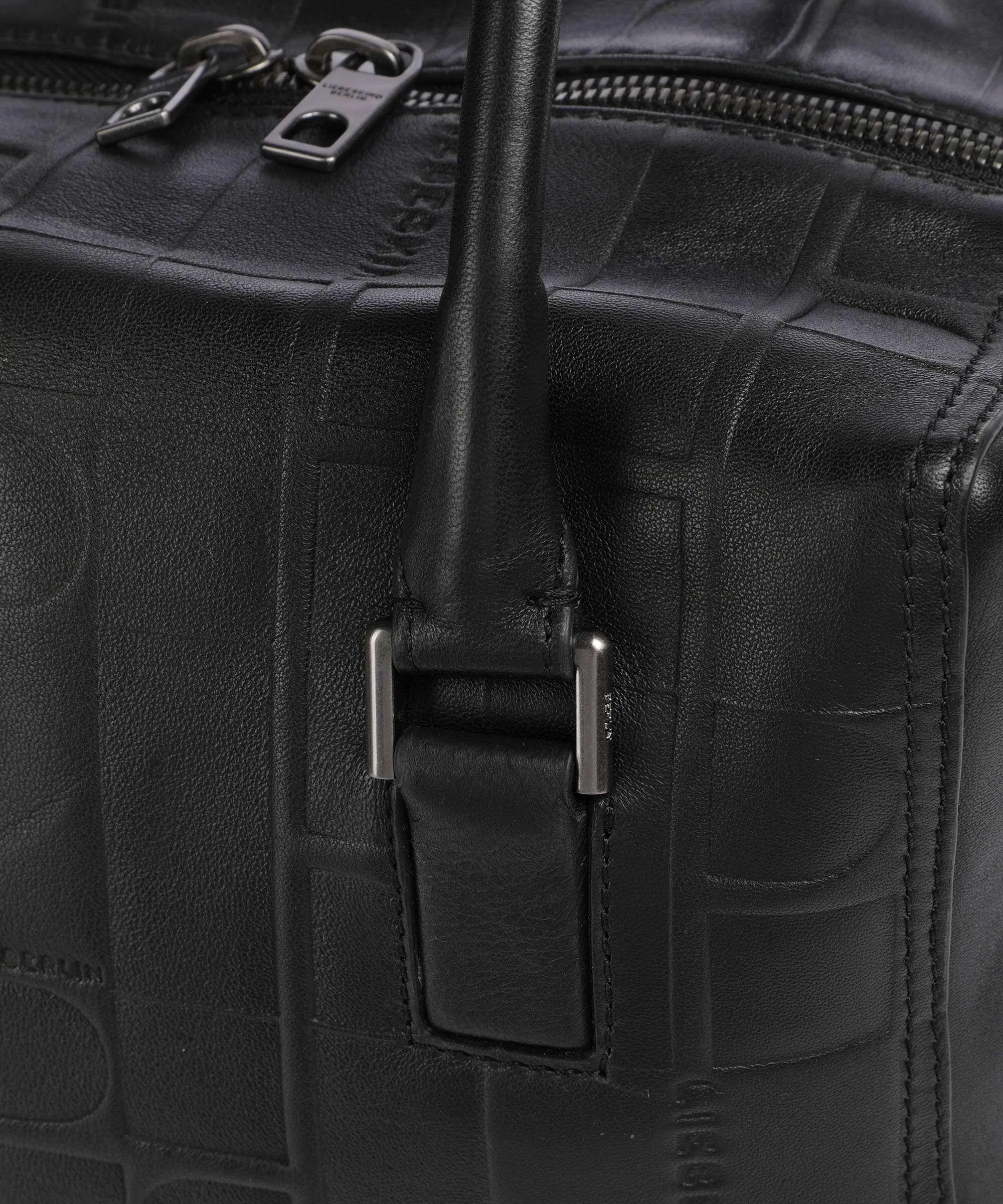  Liebeskind Kayla Monogram Sheep Natural M Borsa a mano pelle di vacchetta goffrata nero  