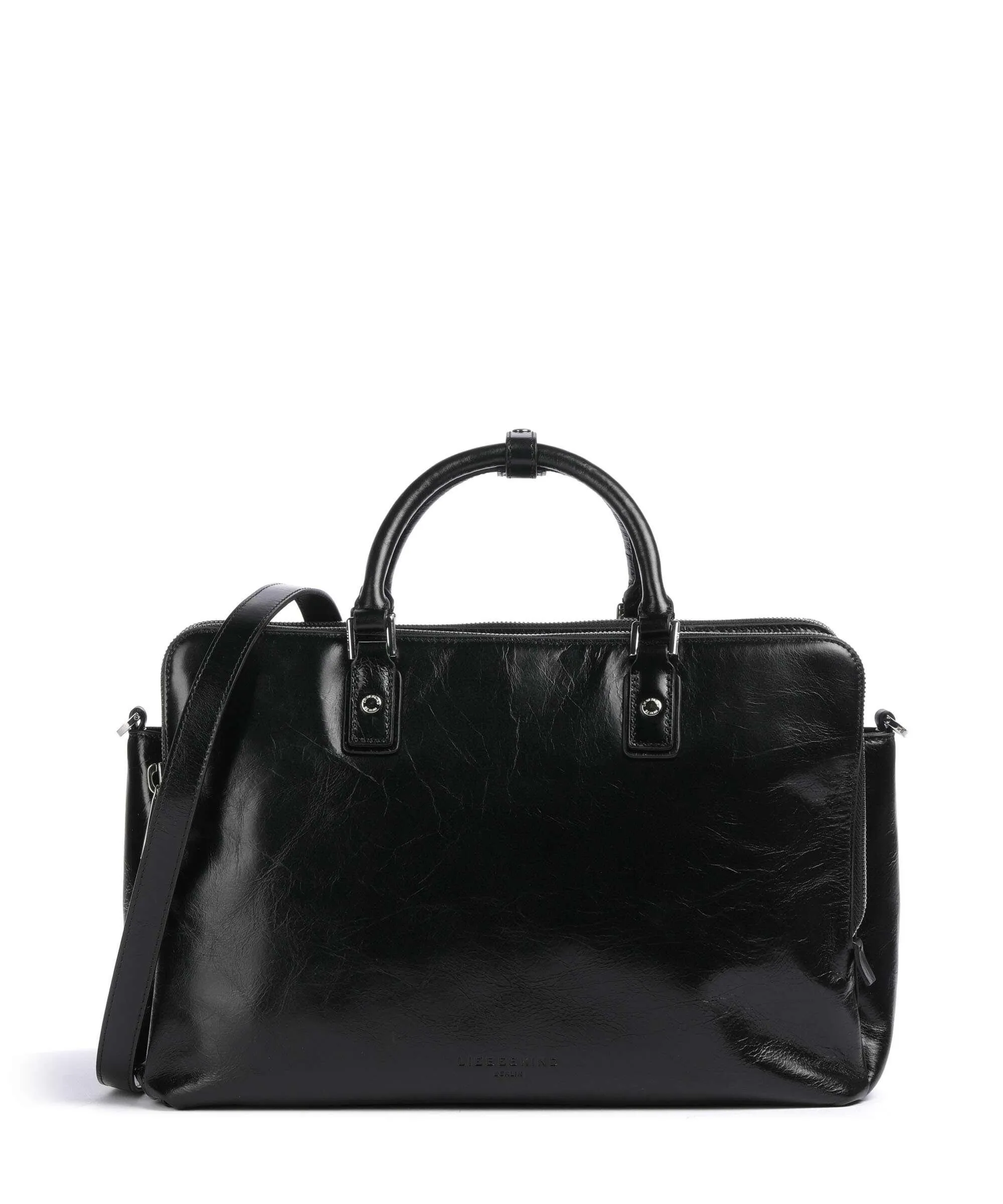  Liebeskind Koko Lack Distressed M Borsa a mano pelle bovina nero  
