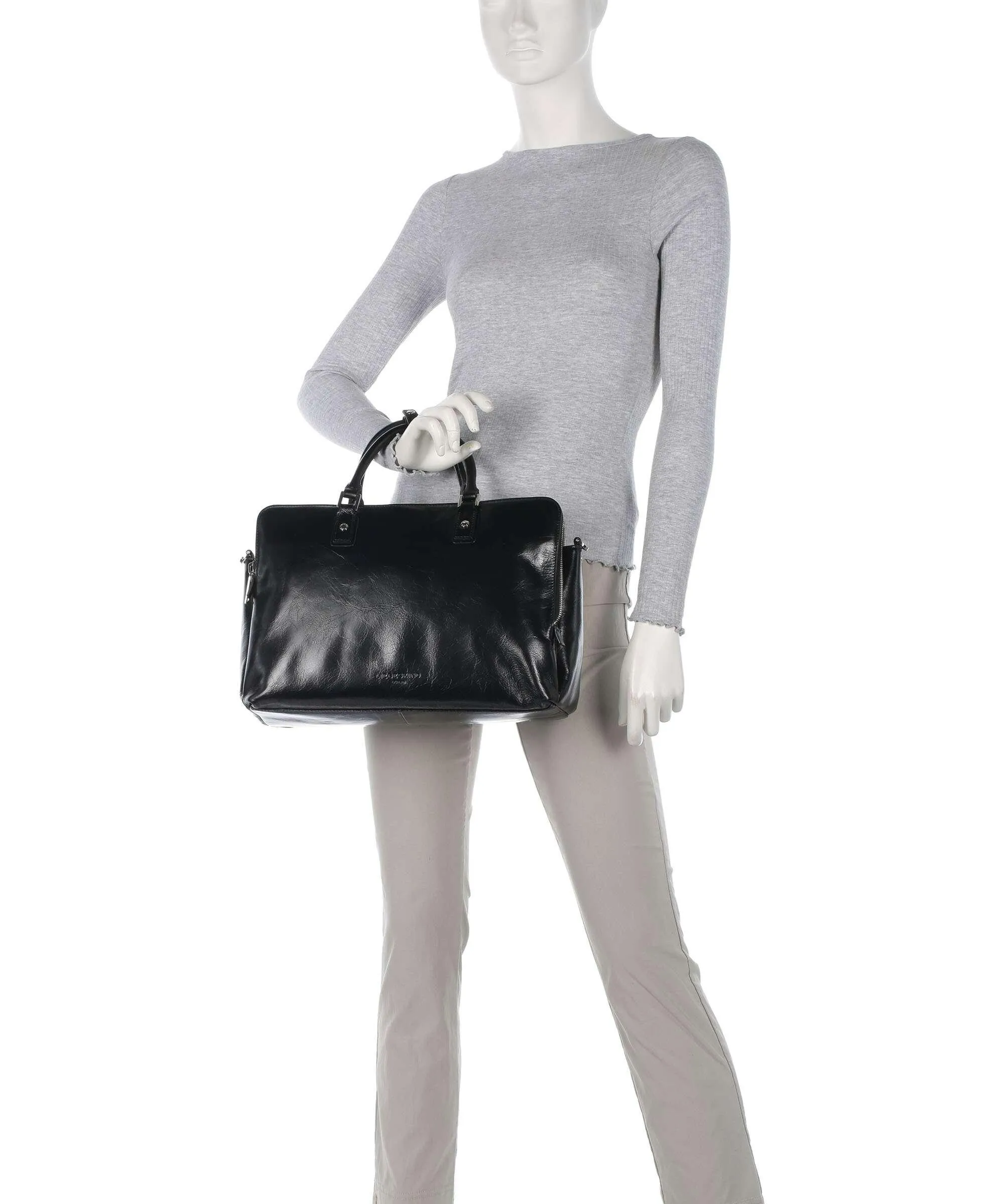  Liebeskind Koko Lack Distressed M Borsa a mano pelle bovina nero  