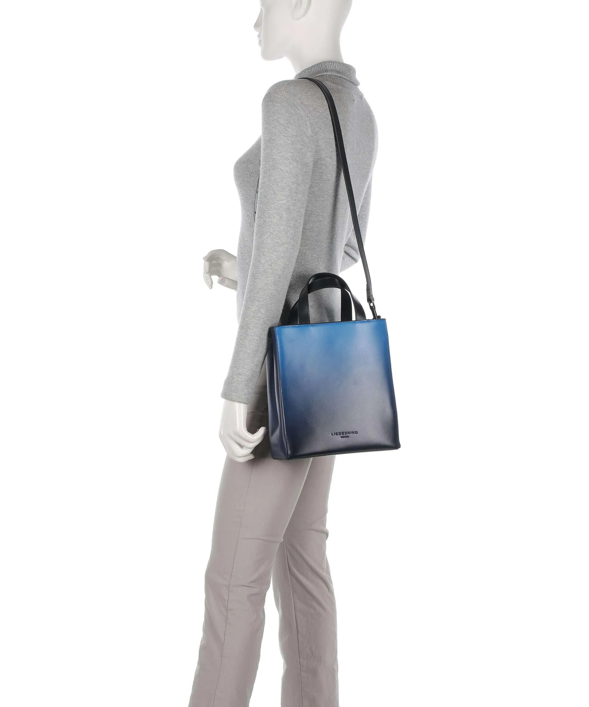 Liebeskind Paper Bag Ombre S Borsa a mano pelle di vacchetta finemente grana blu  