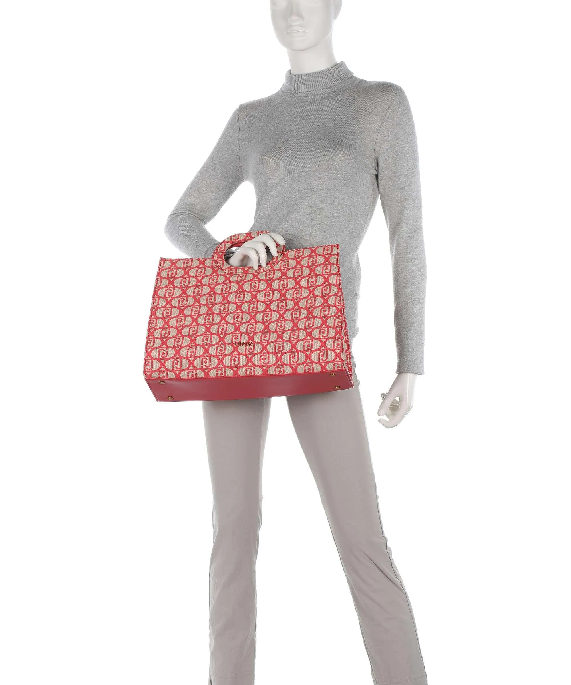  Liu Jo Daurin Borsa a mano pelle sintetica beige/rosso  