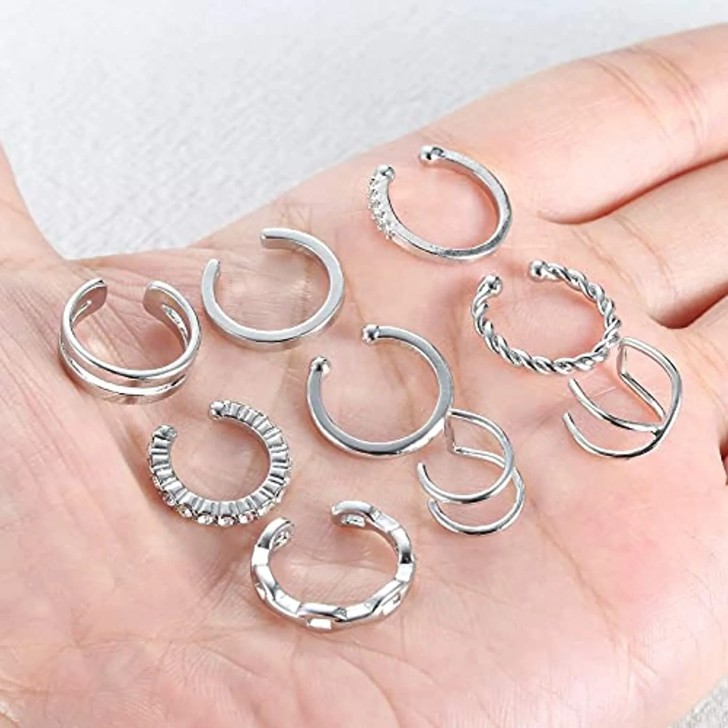 LOLIAS 9 PCS Ear Cuffs Orecchini a cerchio piccoli per donna Clip per orecchie finte non penetranti CZ Helix Cartilagine Conch C