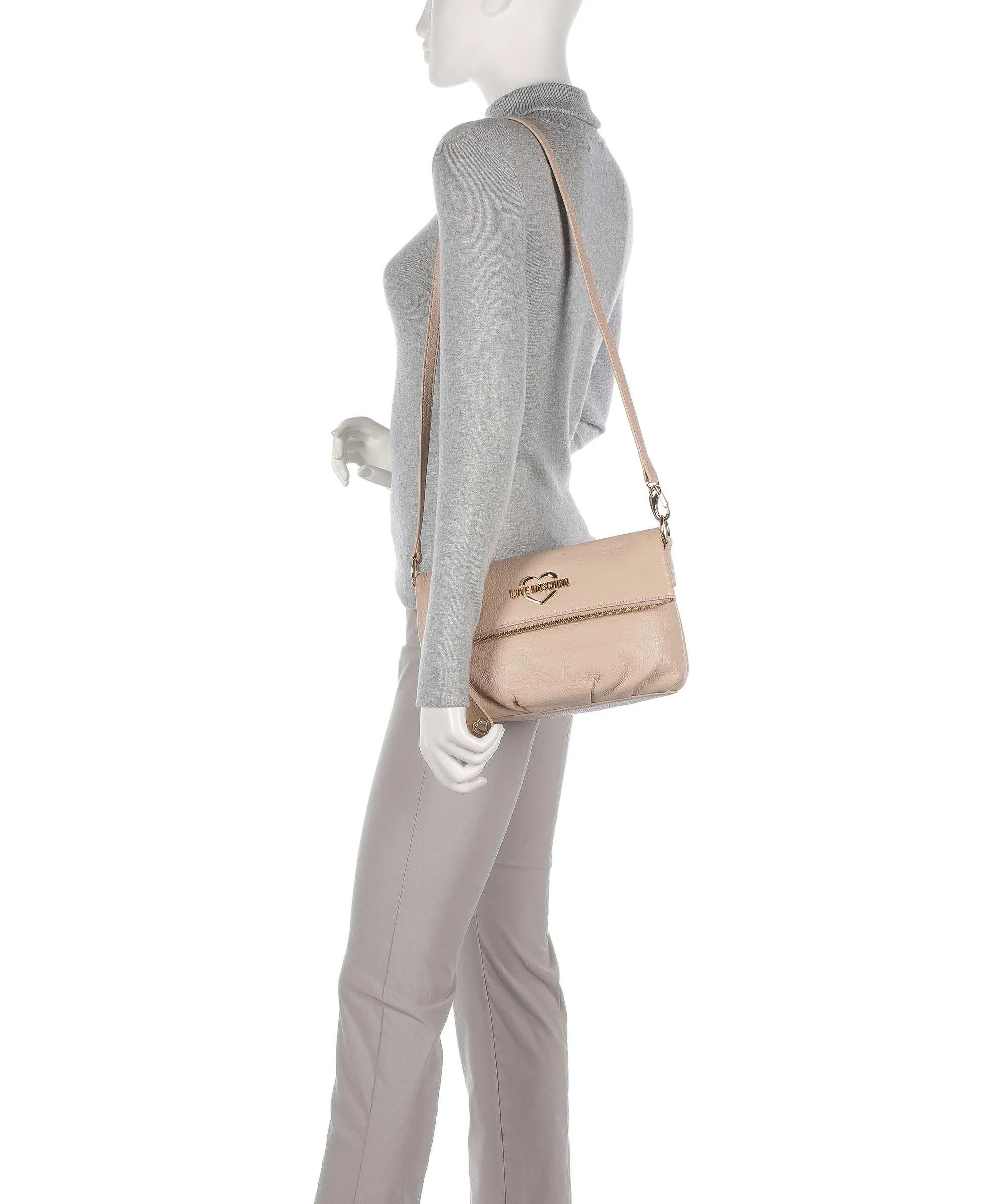  Love Moschino Cloud Borsa a tracolla pelle granulata avorio  