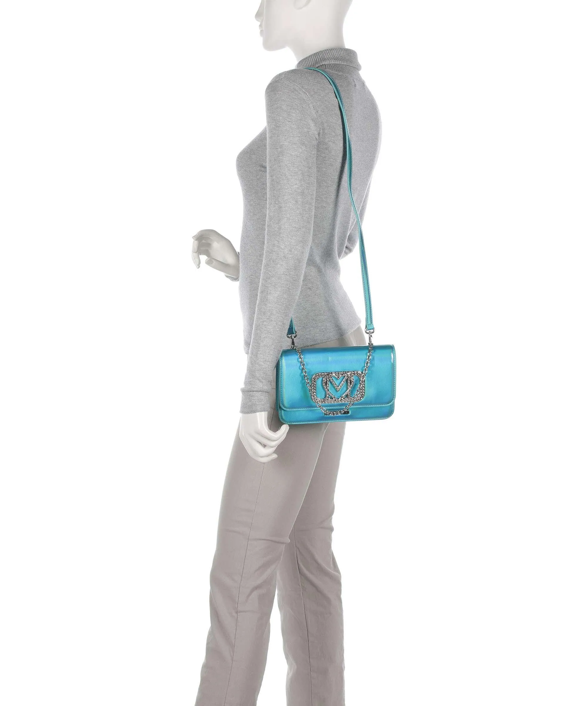  Love Moschino Diamond Rush Borsa a spalla pelle sintetica verde  