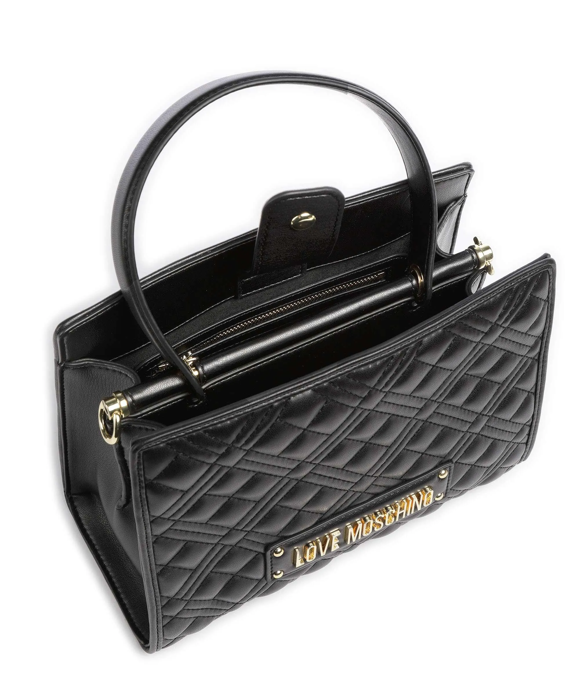  Love Moschino Quilted Borsa a mano pelle sintetica nero  