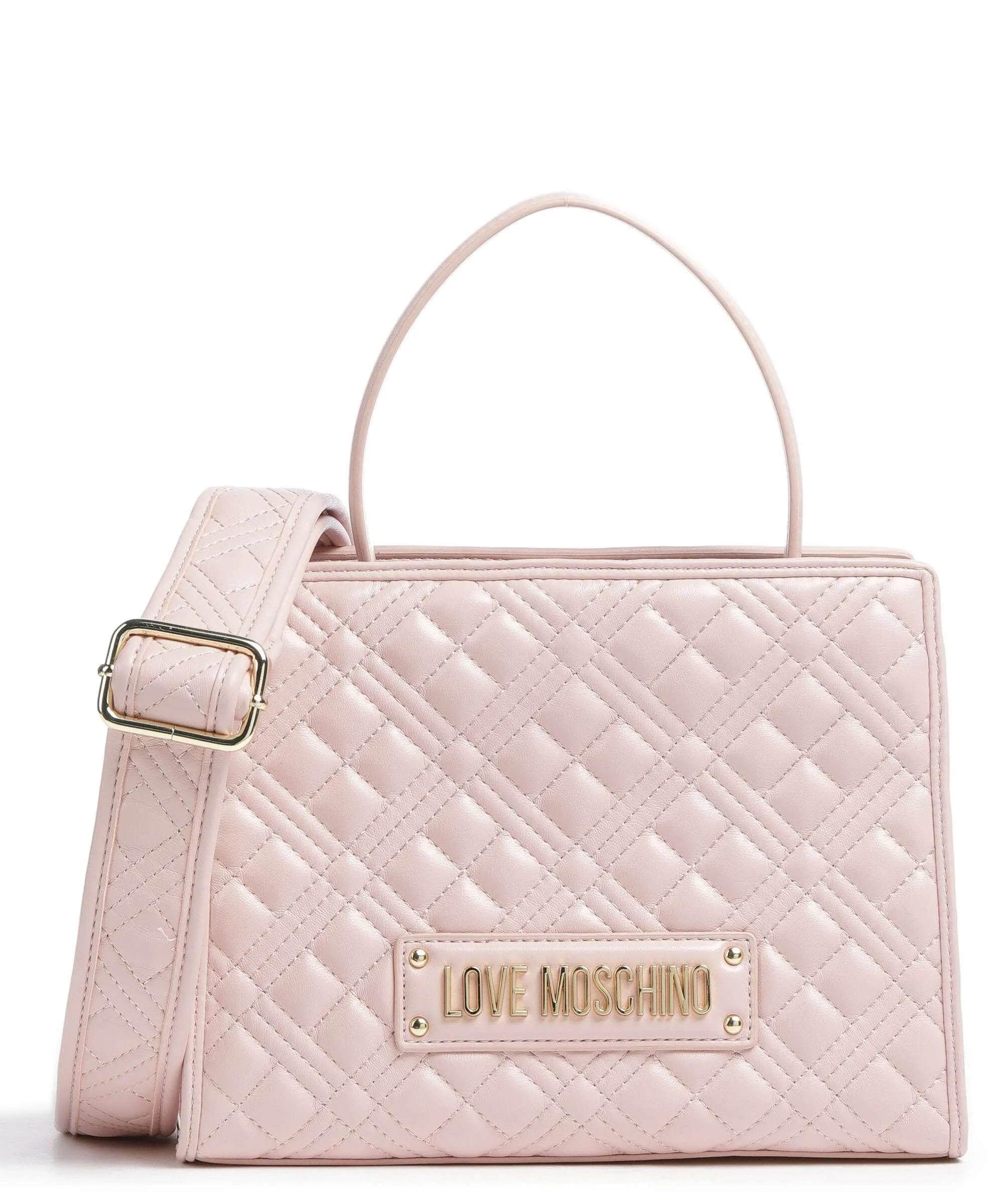  Love Moschino Quilted Borsa a mano pelle sintetica rosa  