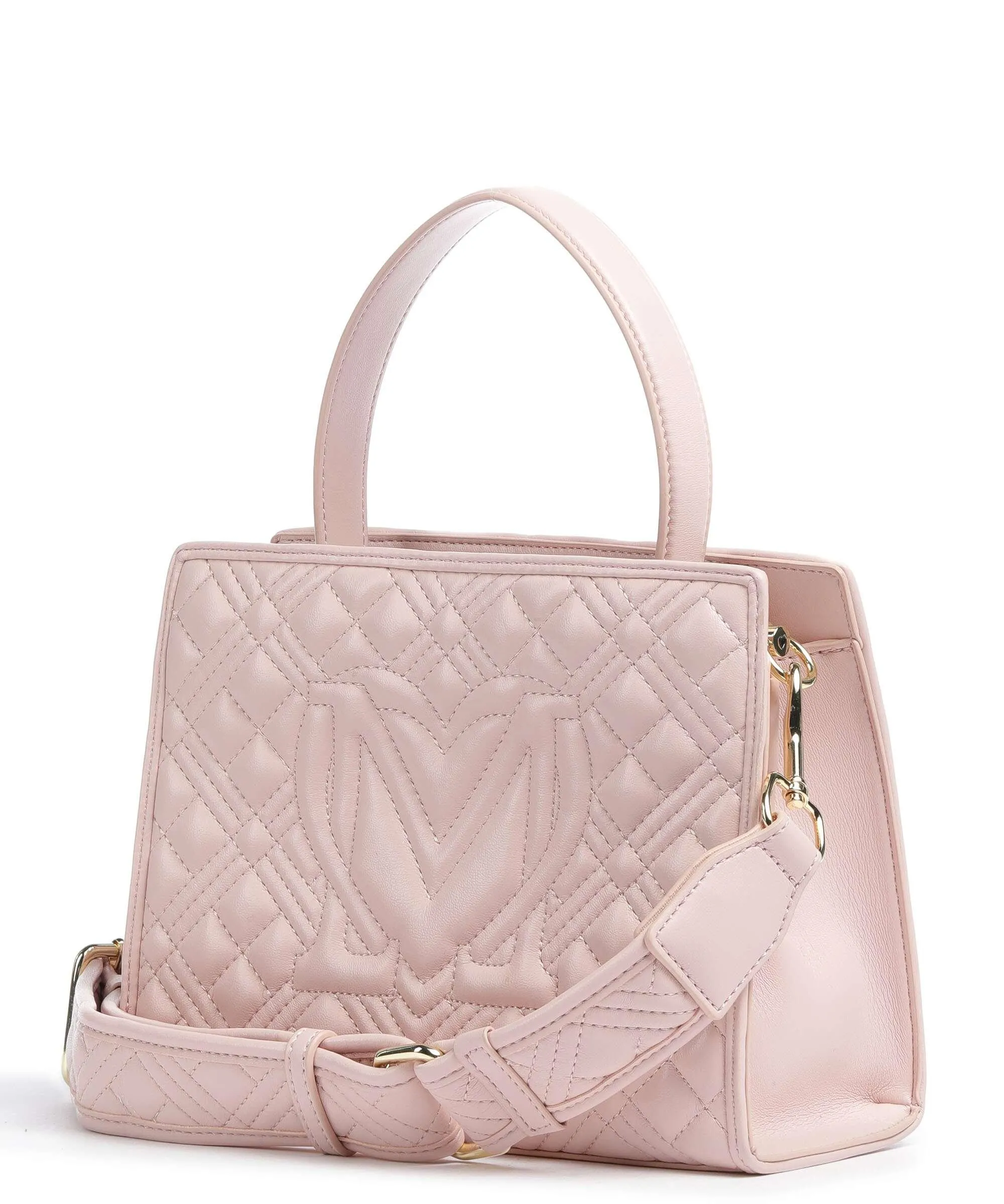  Love Moschino Quilted Borsa a mano pelle sintetica rosa  