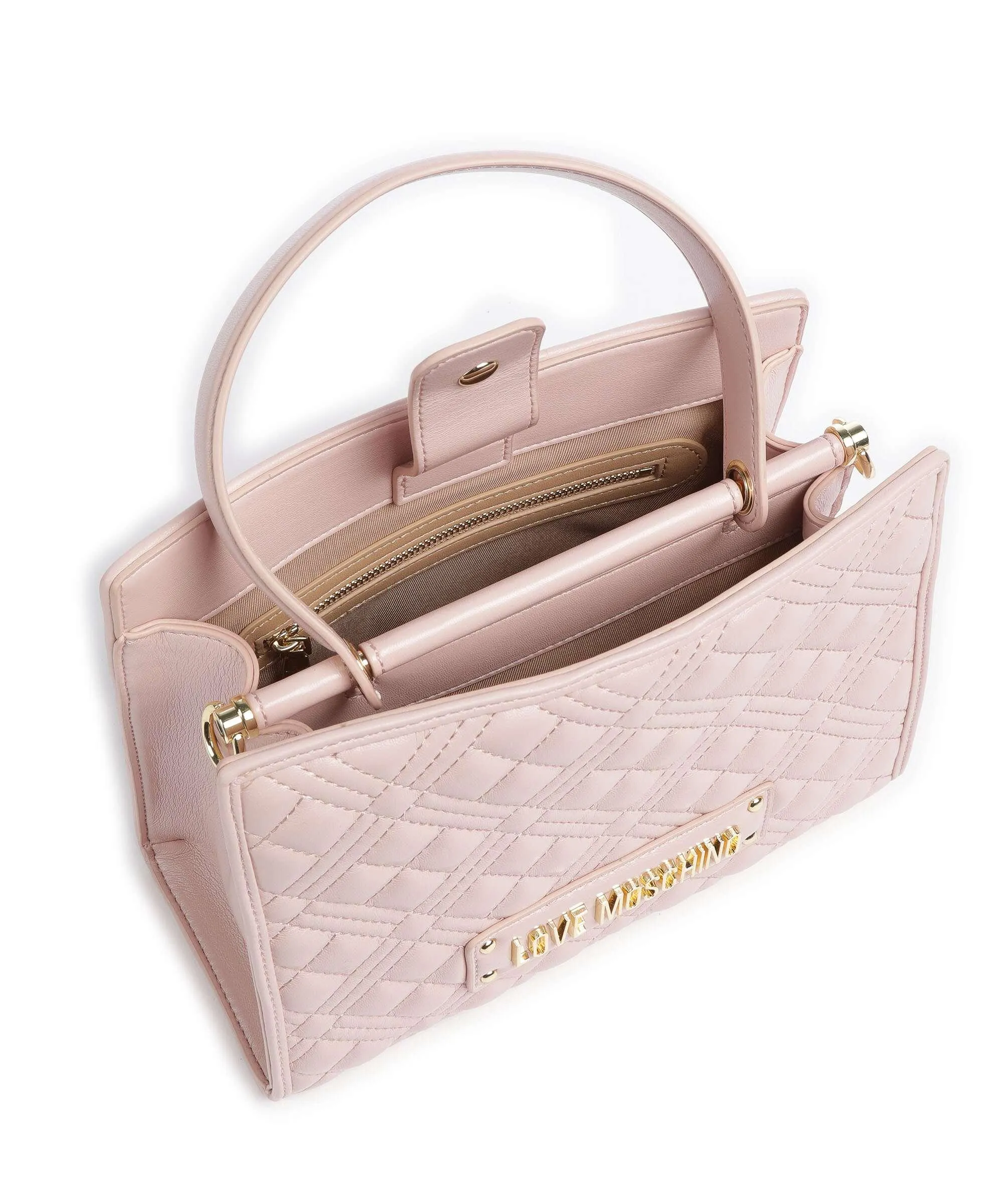  Love Moschino Quilted Borsa a mano pelle sintetica rosa  