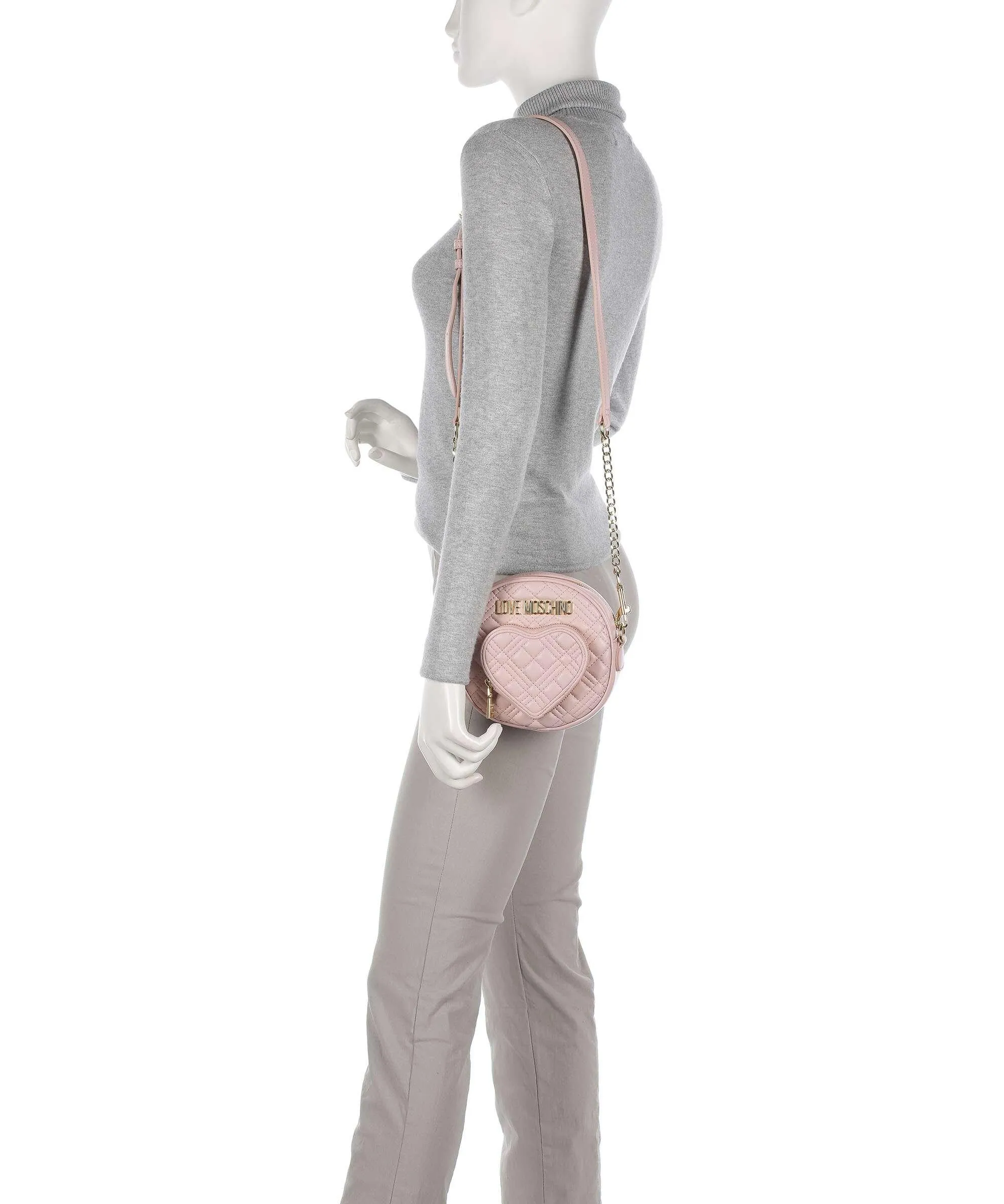  Love Moschino Quilted Borsa a tracolla pelle sintetica rosa  