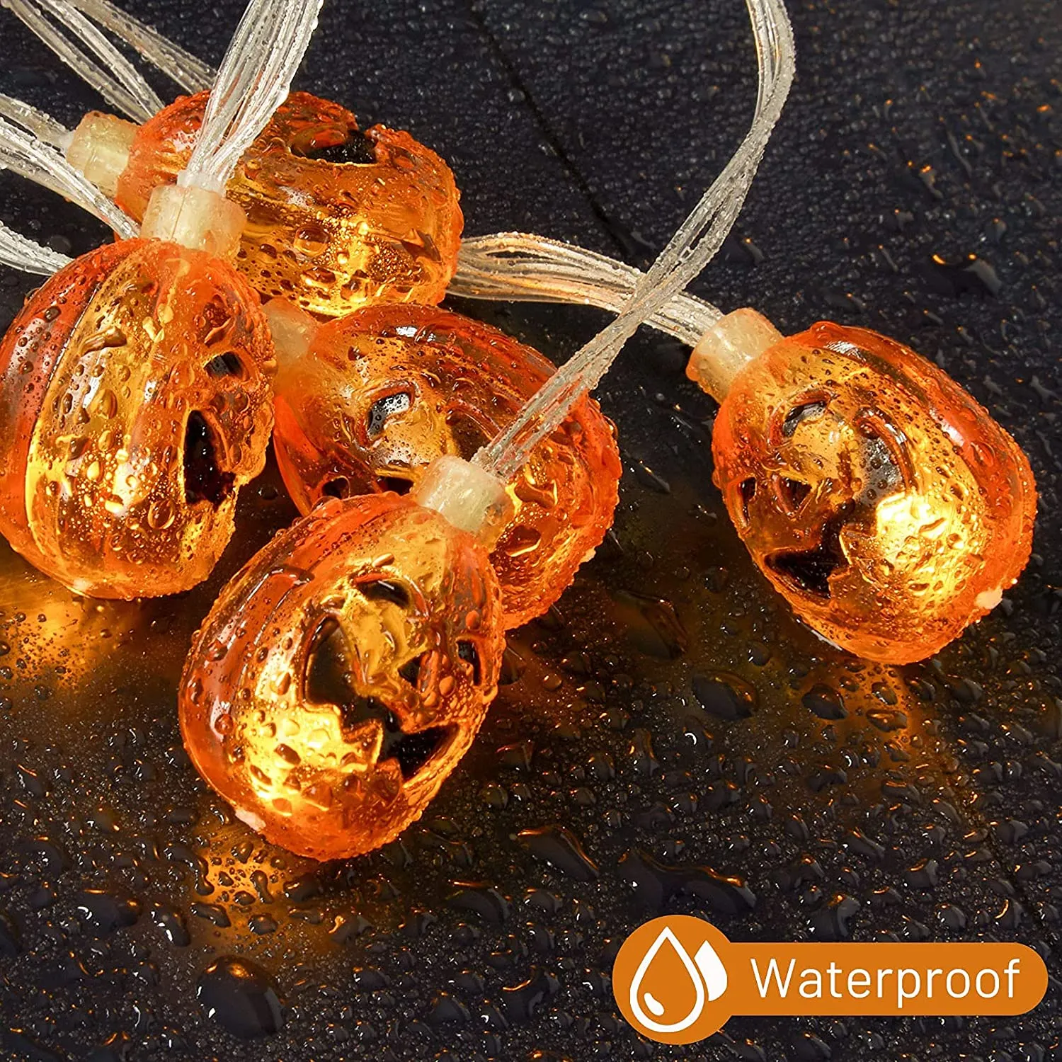 Luci Halloween Zucca 40 LED - WOWDSGN Catene Luminose 4,5M con 8 Modalità di Illuminazione e Telecomando - Stringa Luci LED Impe