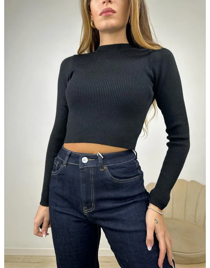 MAGLIA CROP COSTA NERA